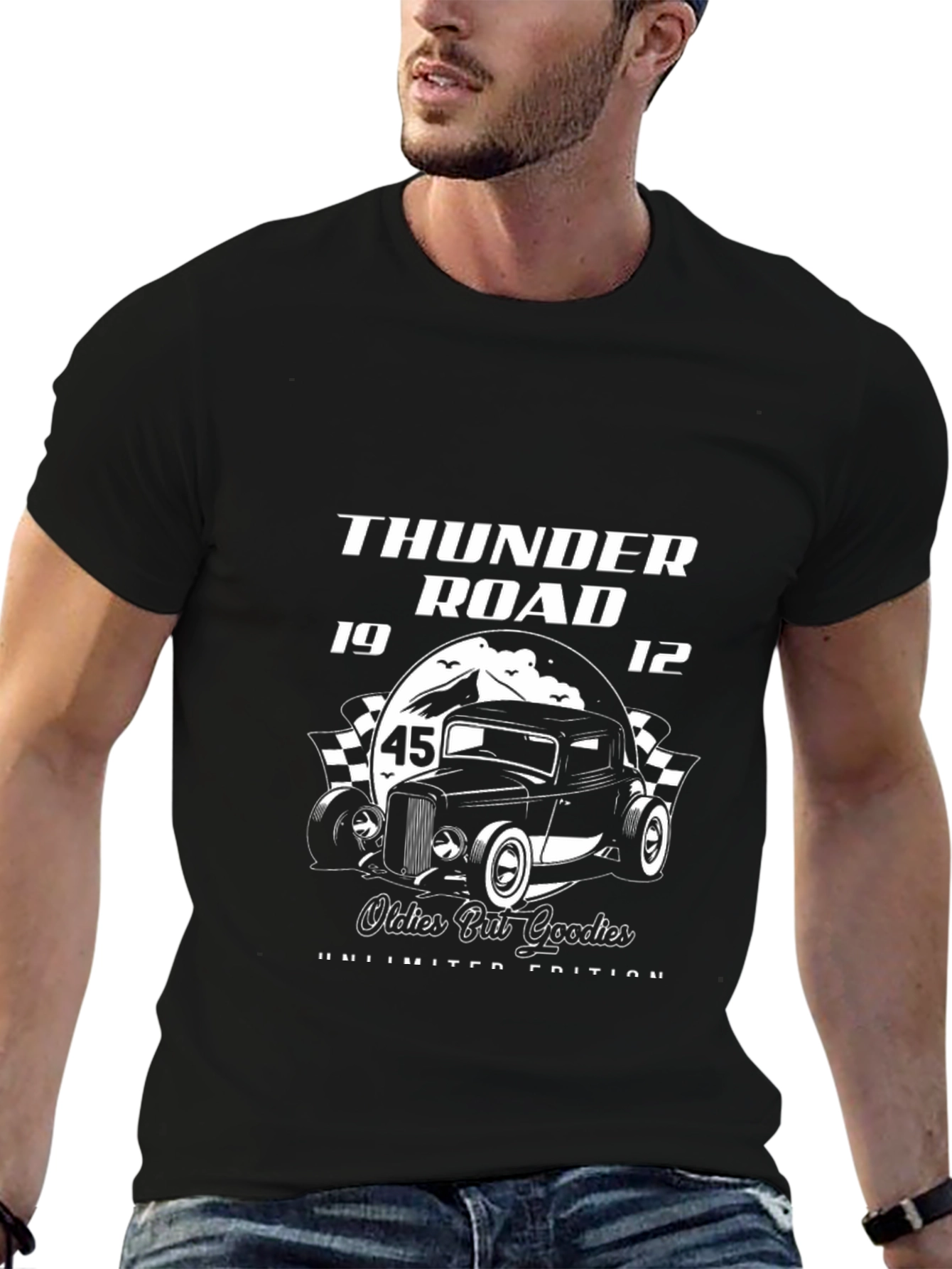 Black Thunder Road '45 Oldies But Goodies' Black Graphic Tee view 6