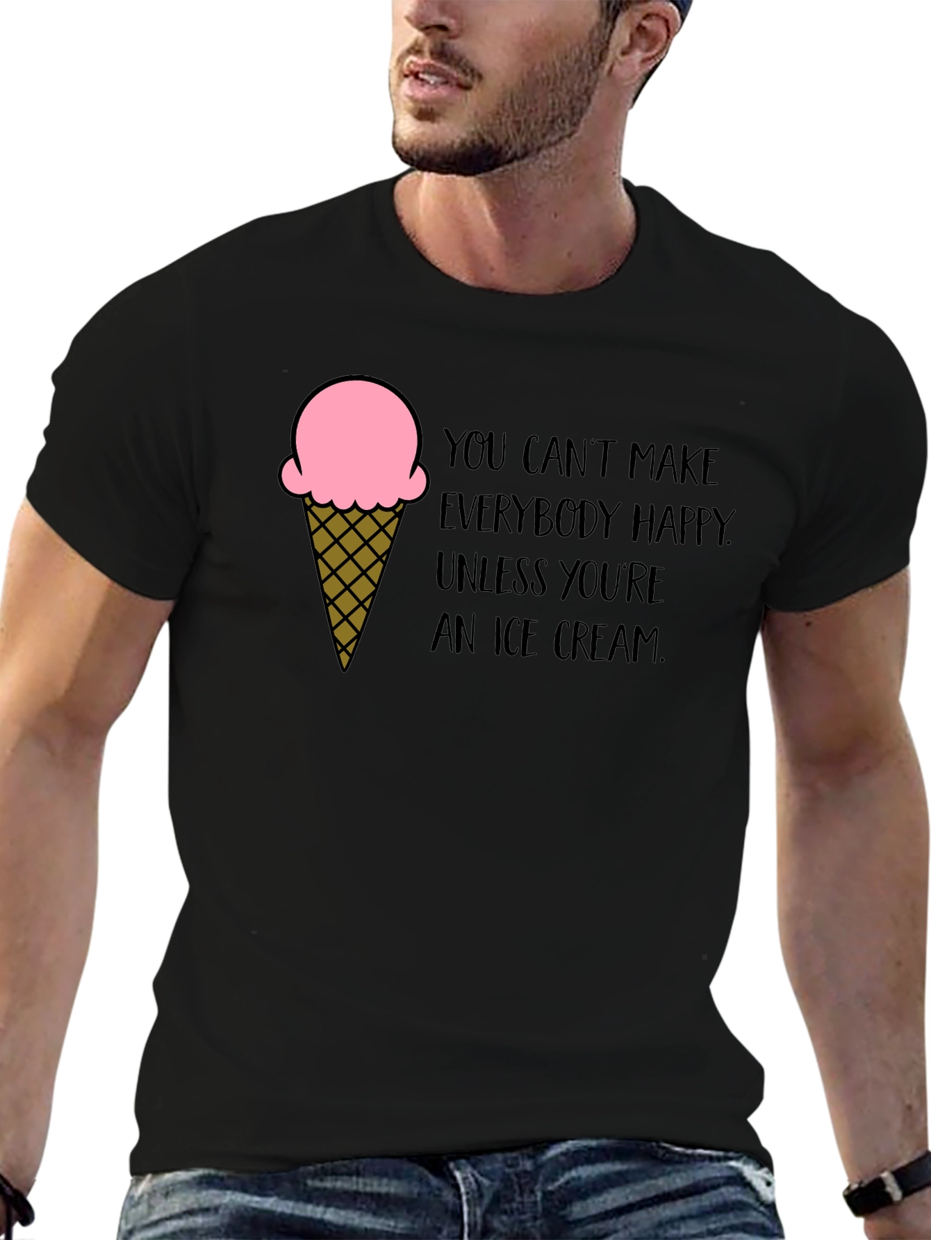 Black Ice Cream Quote Black T-Shirt view 6