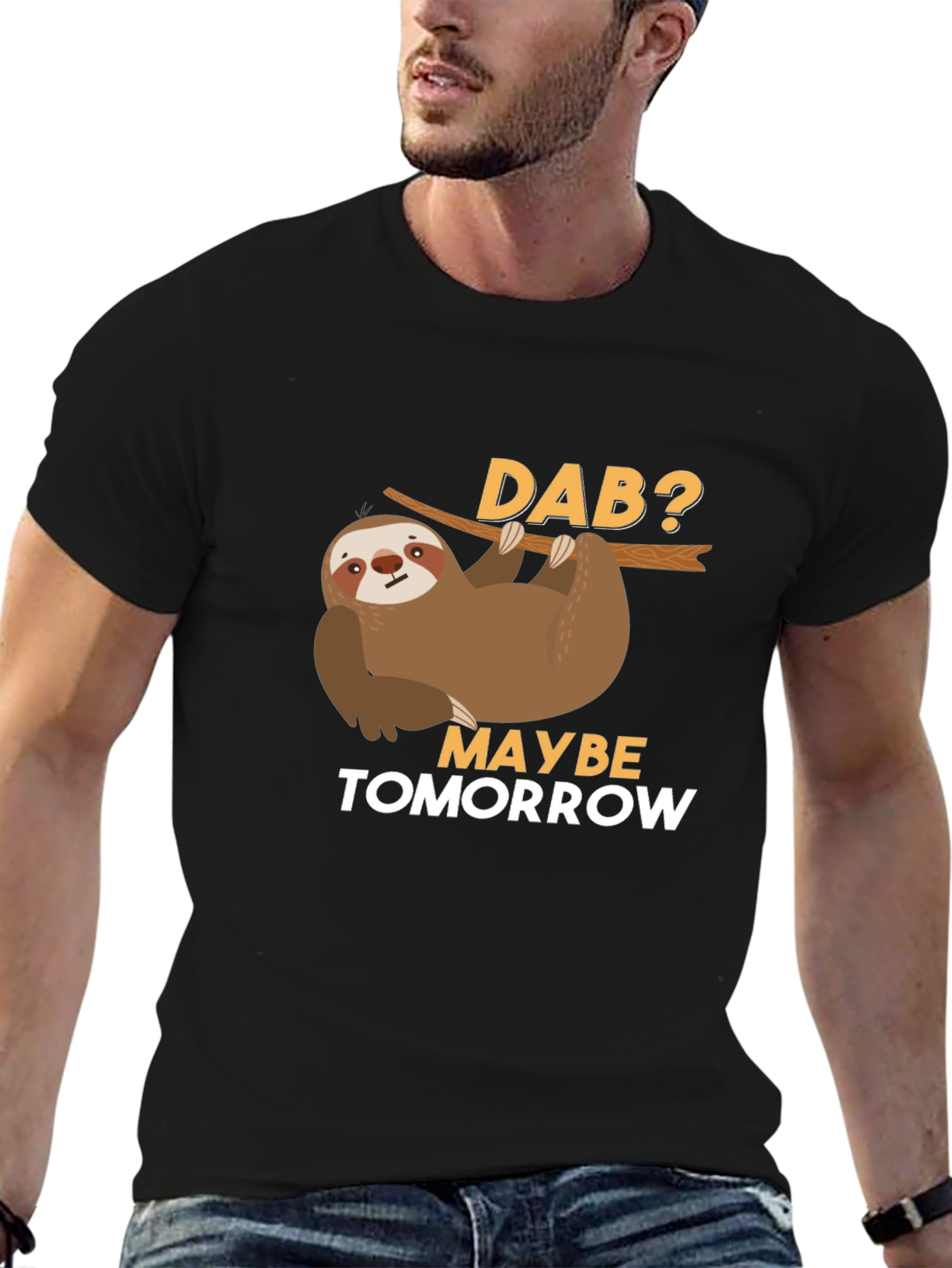 Black Funny Sloth Dab Tomorrow T-Shirt view 6