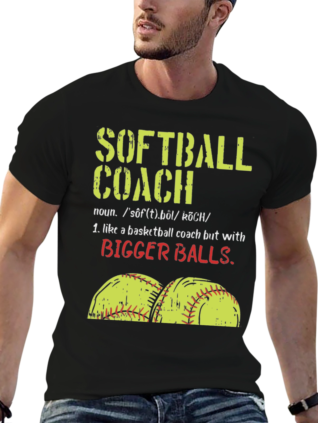 Black Softball Coach T-Shirt - Funny Saying Tee view 6