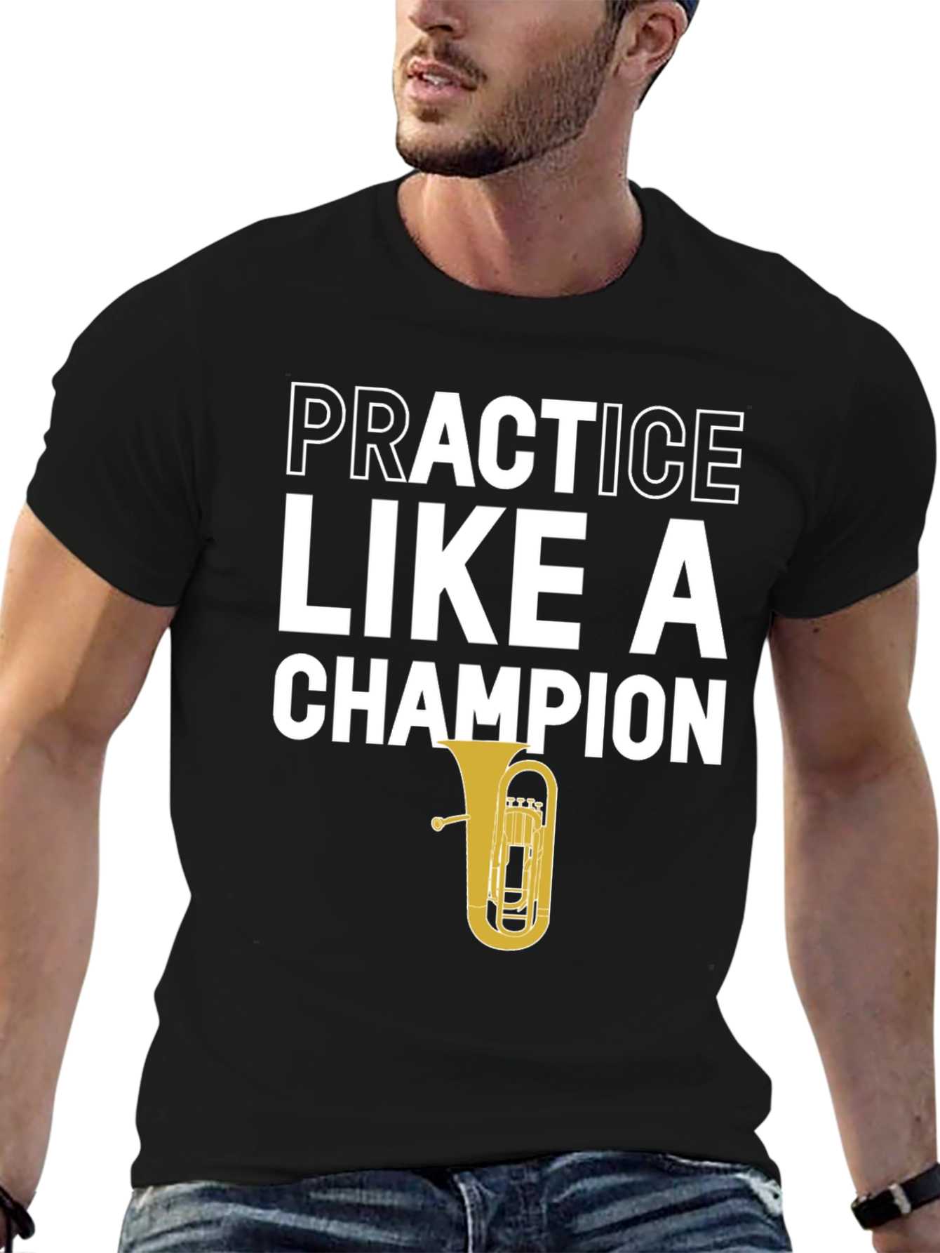 Black Practice Like A Champion Tuba Player T-Shirt view 6