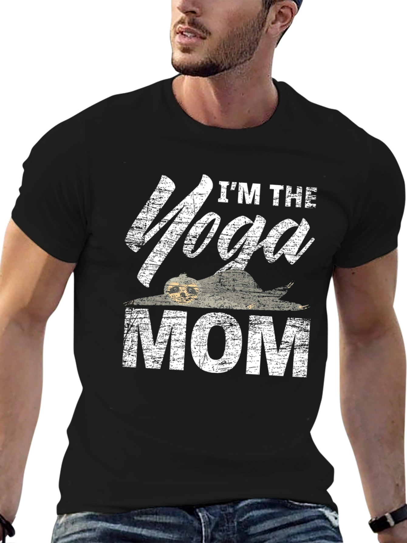 Black I'm the Yoga Mom Distressed Graphic Tee view 6