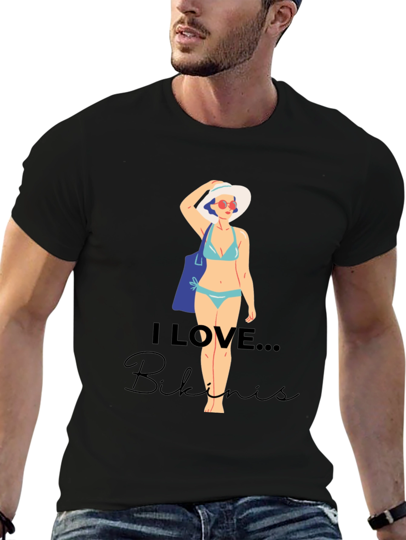Black I Love Bikinis Graphic Tee - Casual Summer Style view 6
