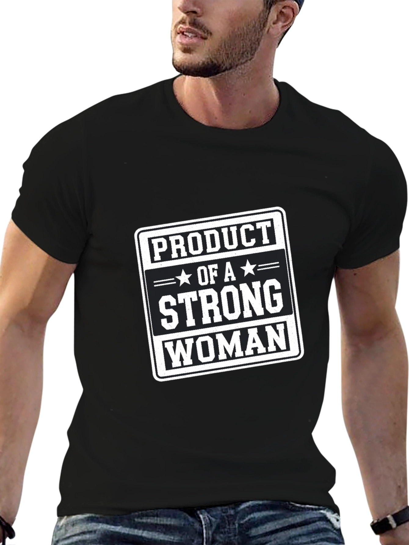 Black Product of a Strong Woman Black Graphic T-Shirt view 6