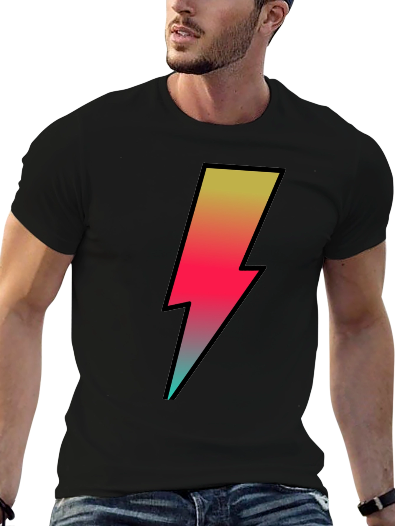Black Lightning Bolt Graphic Tee - Black view 6