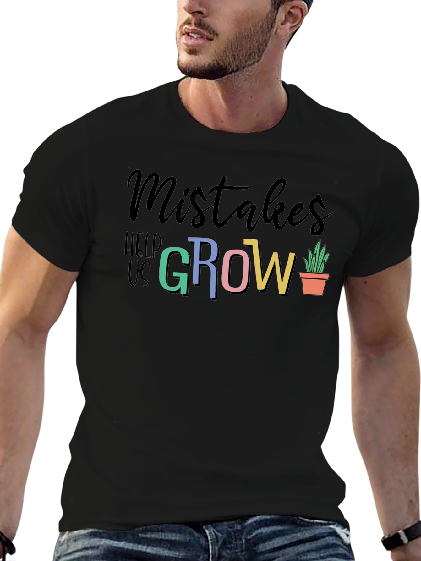 Black Mistakes Help Us Grow T-Shirt - Inspiring Design view 6