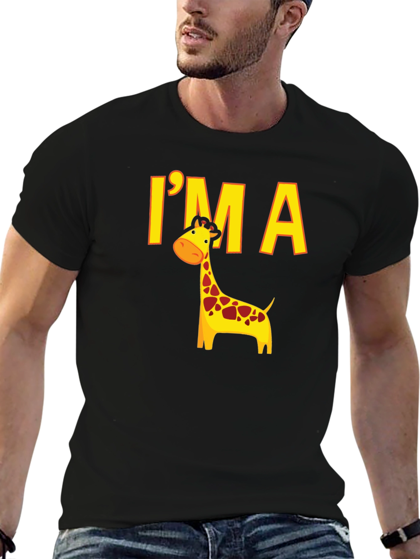 Black I'm a Giraffe Black T-Shirt view 6