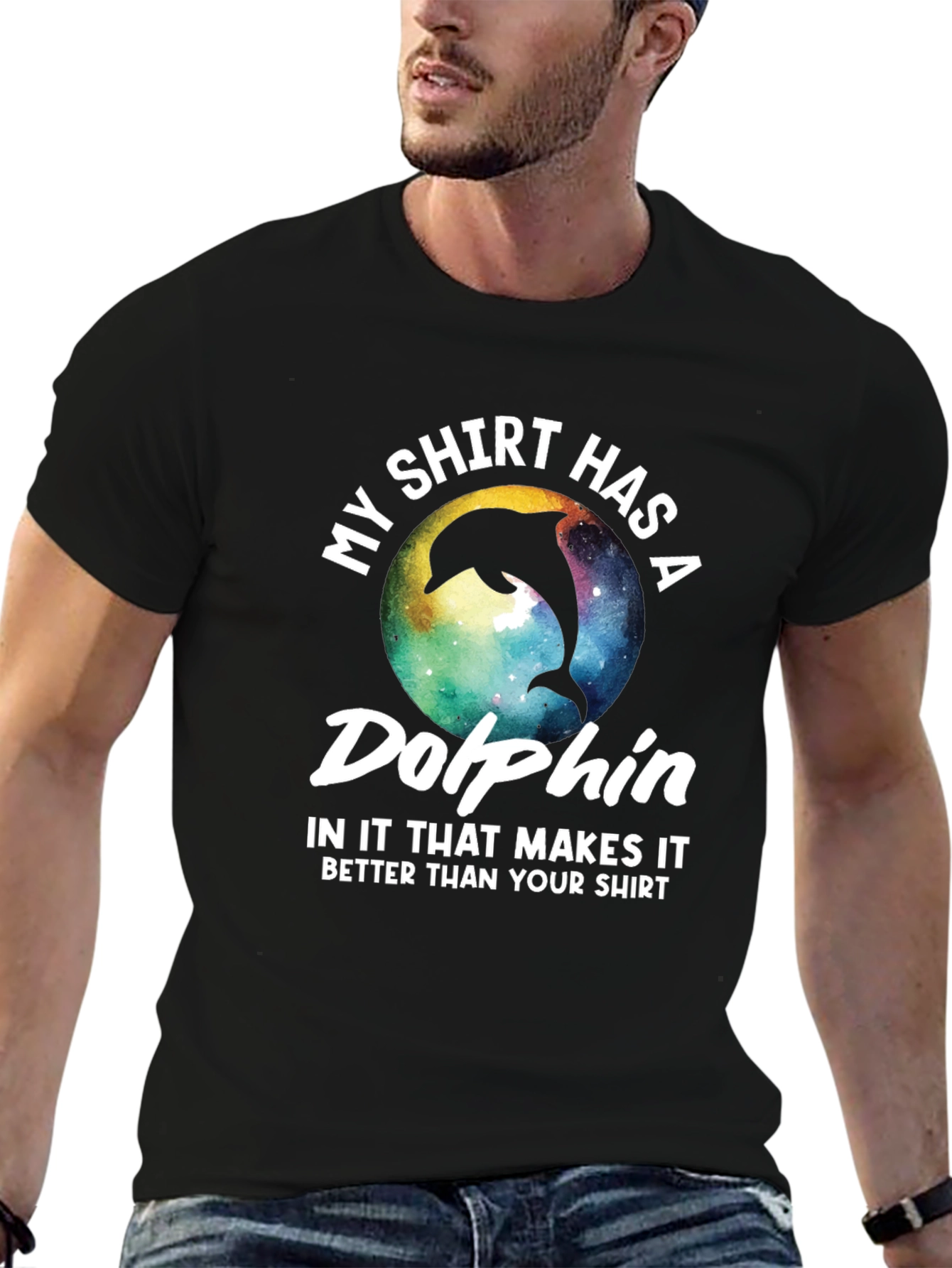 Black Dolphin T-Shirt: My Shirt Has A Dolphin view 6