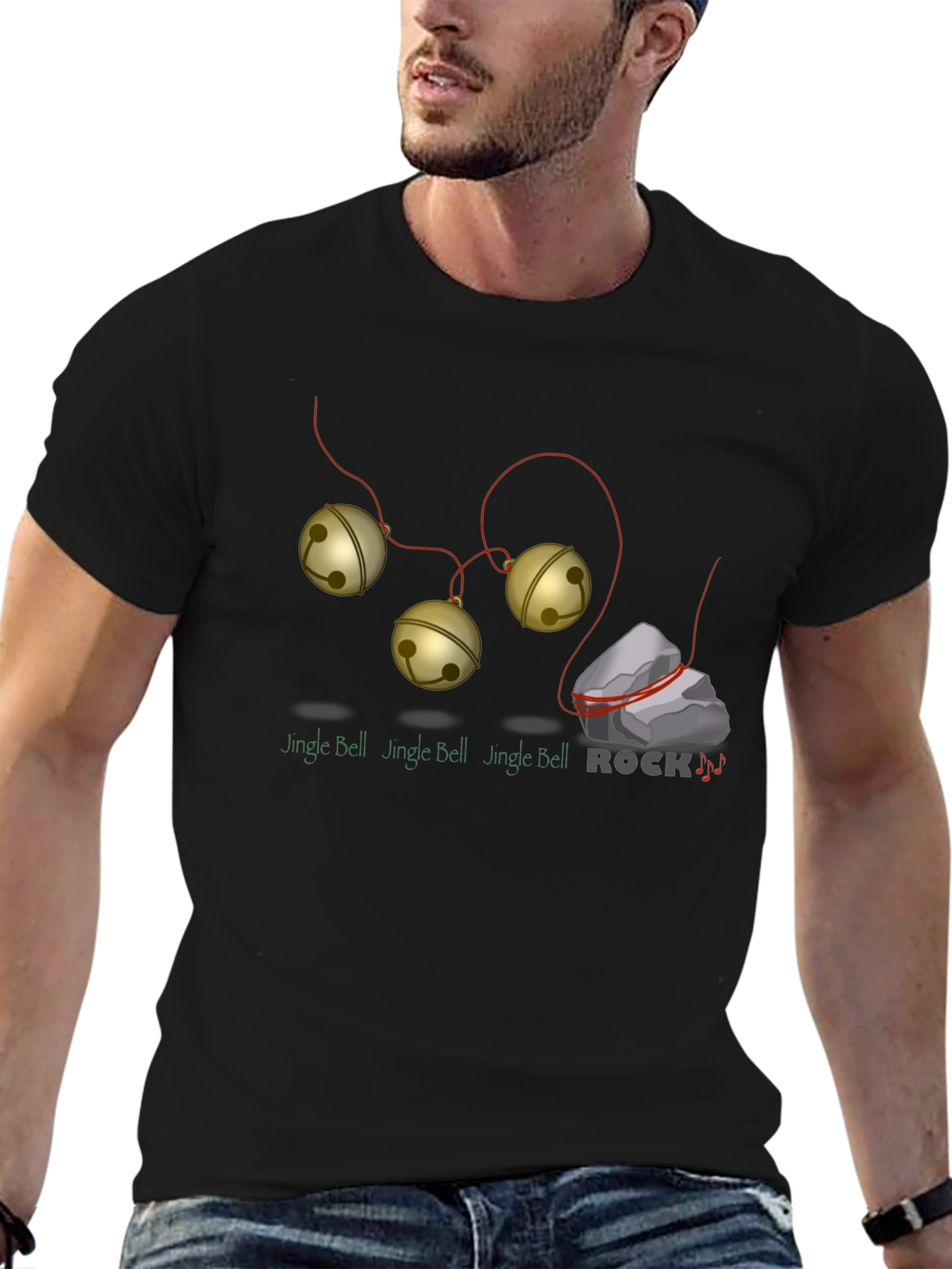 Black Jingle Bell Rock Graphic T-Shirt - Holiday Humor view 6