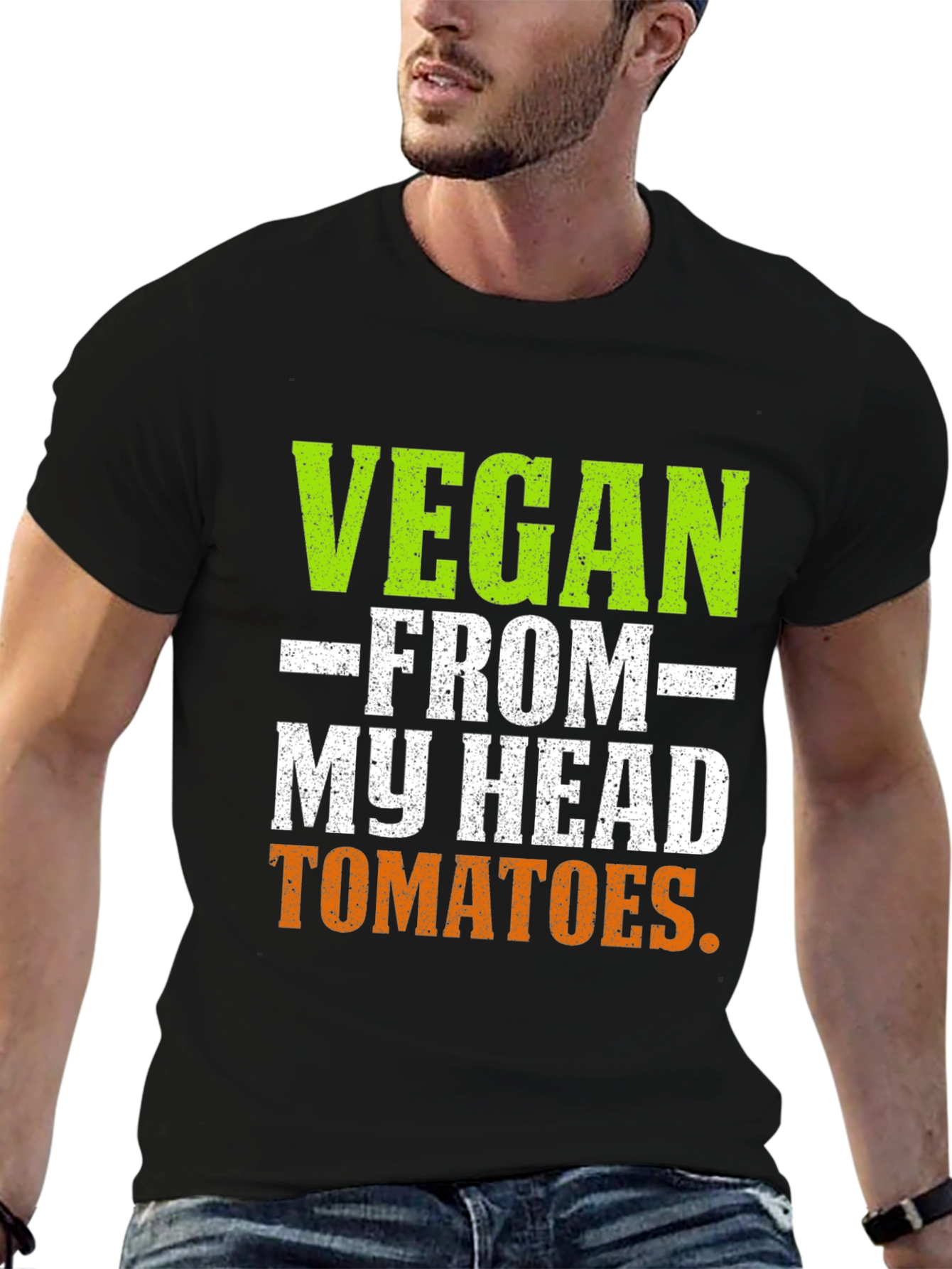 Black Vegan From My Head Tomatoes T-Shirt view 6