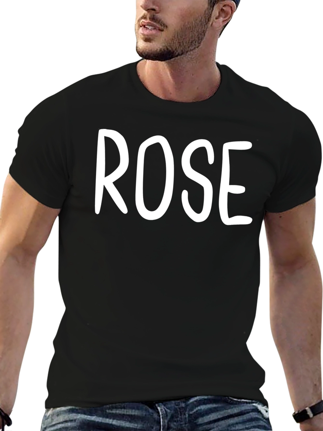Black Rose Text Graphic Print Black T-Shirt view 6