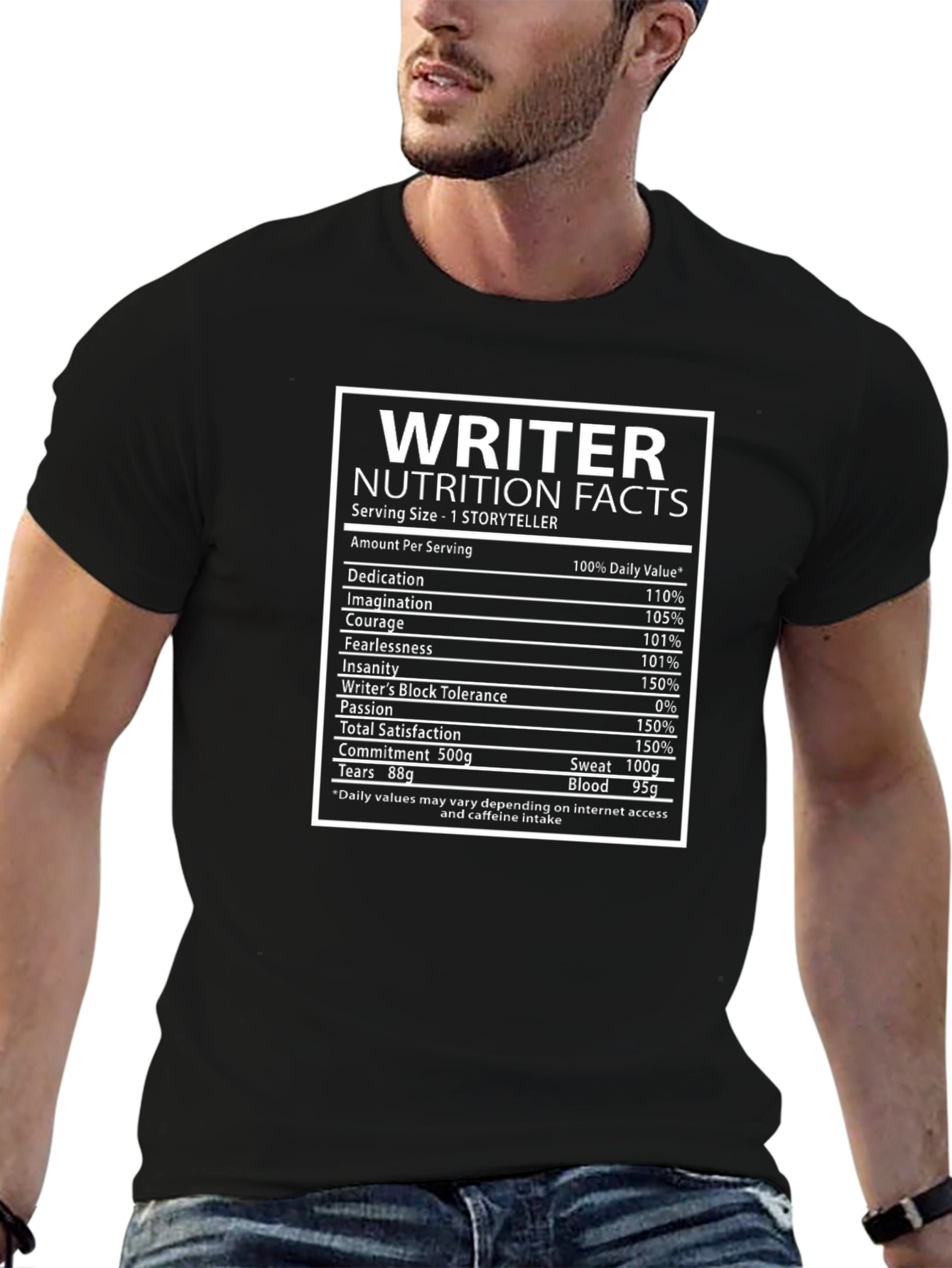 Black Writer Nutrition Facts T-Shirt view 6