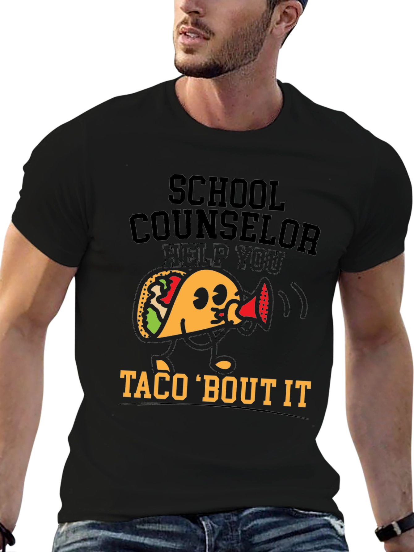 Black School Counselor Taco 'Bout It T-Shirt view 6