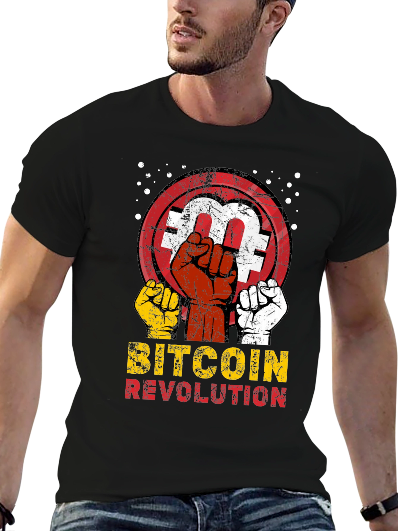 Black Bitcoin Revolution Graphic Tee view 6