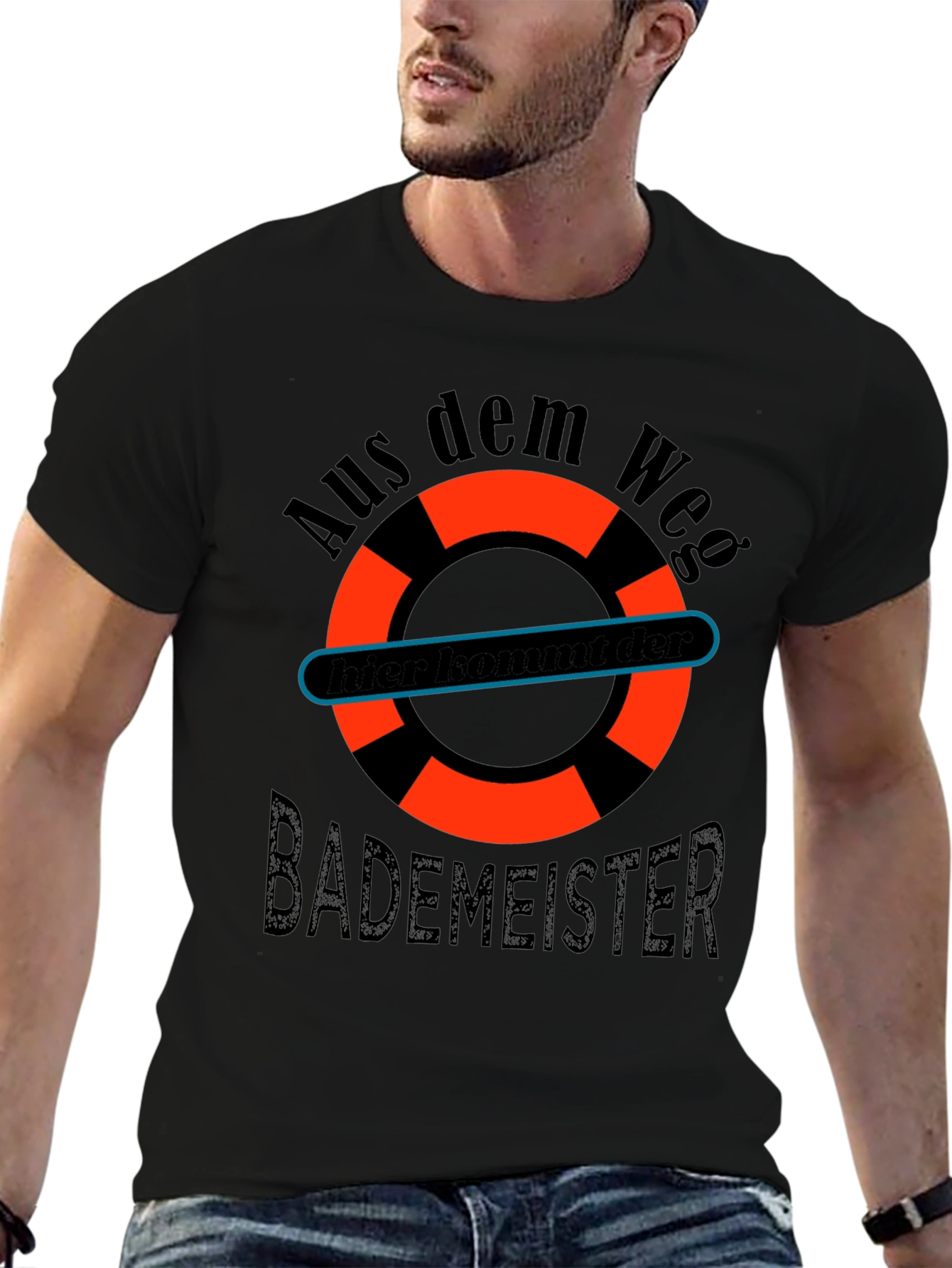 Black Funny Bademeister Lifeguard T-Shirt view 6