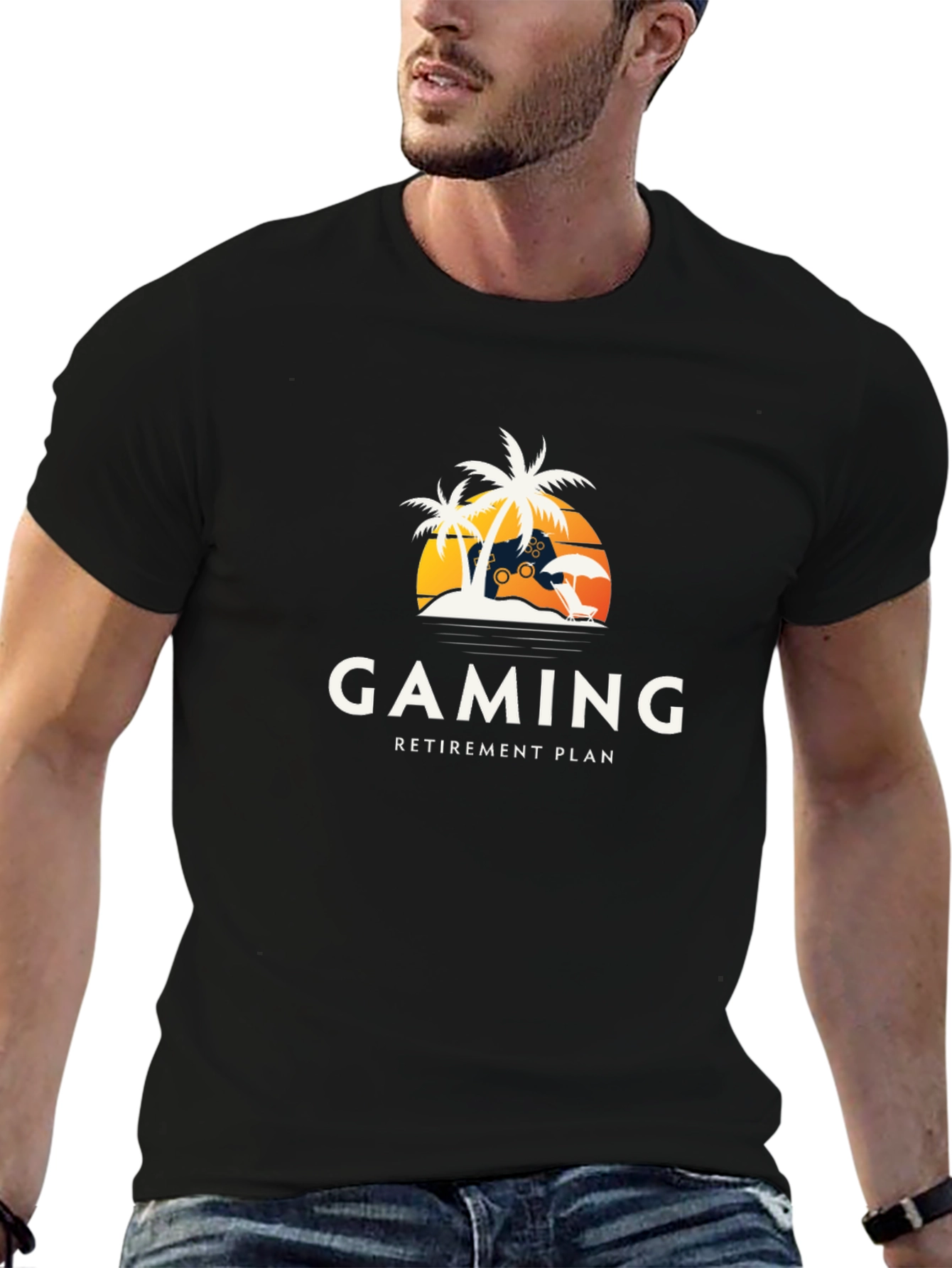 Black Gaming Retirement Plan T-Shirt view 6