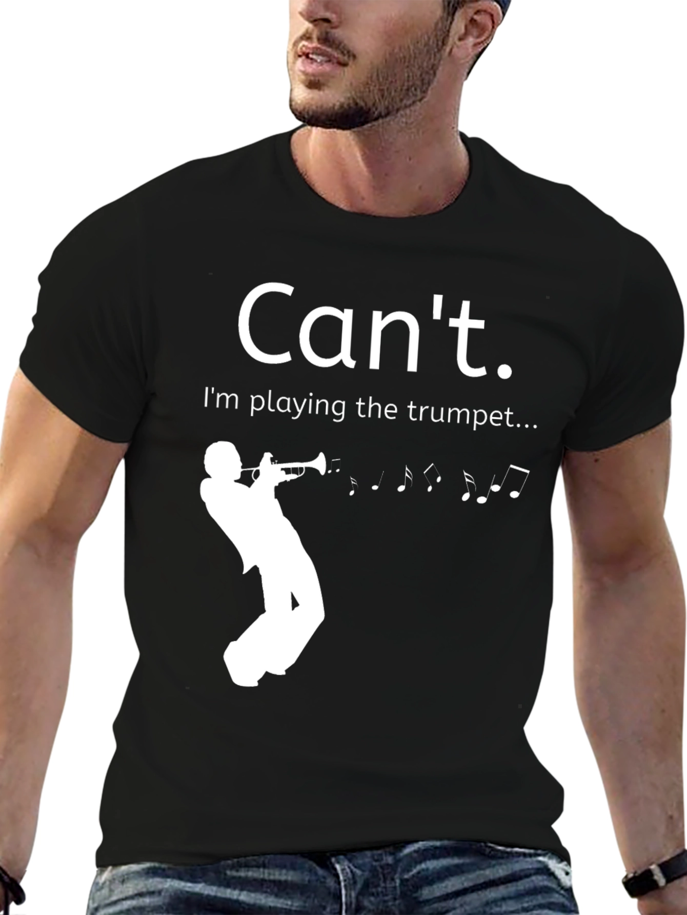 Black Can't. I'm playing the trumpet T-shirt view 6
