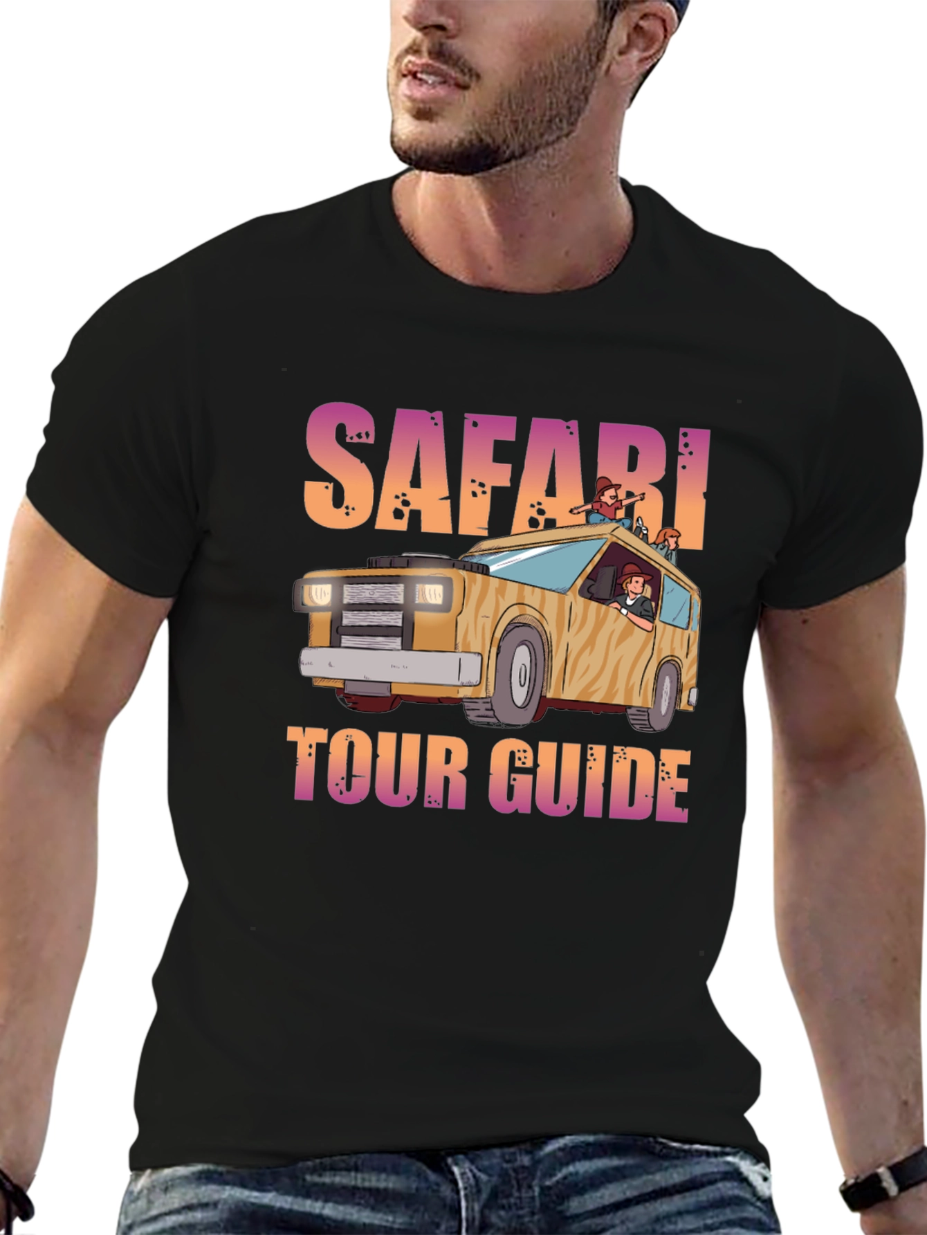 Black Safari Tour Guide Graphic T-Shirt view 6