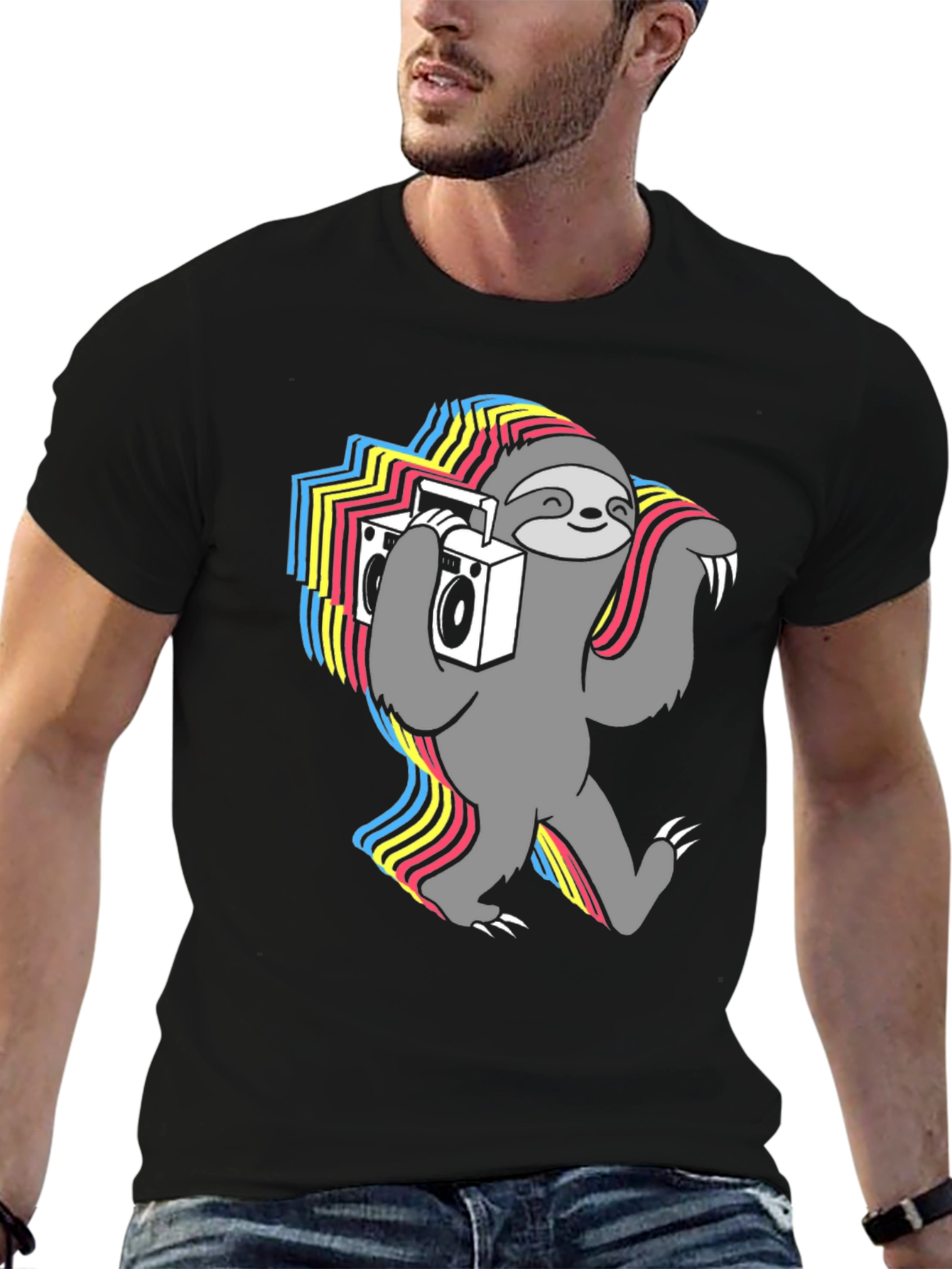 Black Sloth DJ Graphic Tee - Cool & Funky view 6