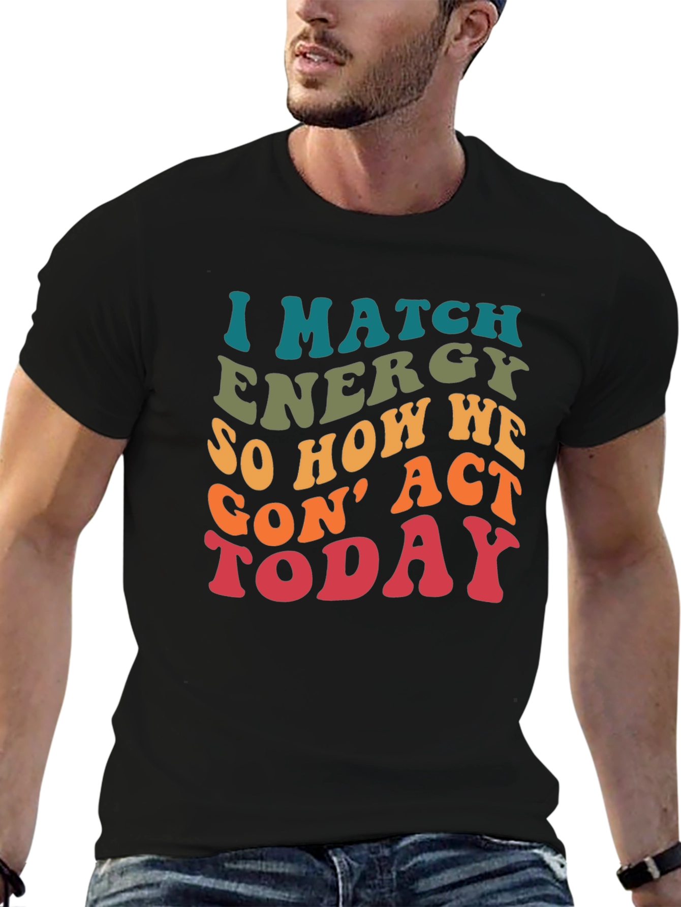 Black I Match Energy Graphic T-Shirt view 6
