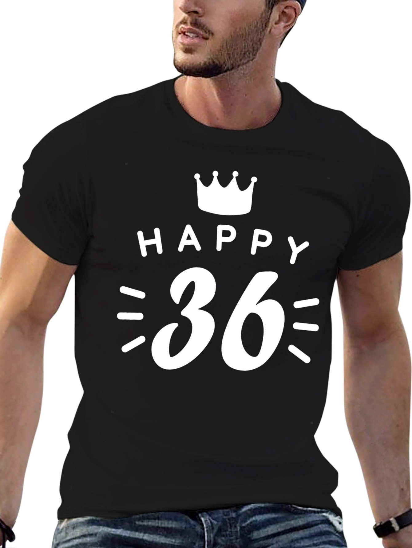 Black Happy 36th Birthday T-Shirt - Crown Design view 6