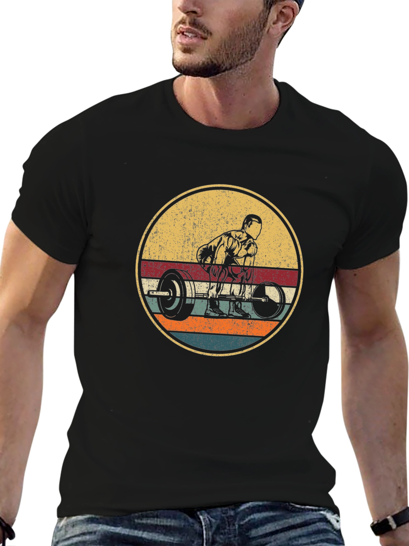 Black Retro Weightlifting T-Shirt - Vintage Gym Apparel view 6