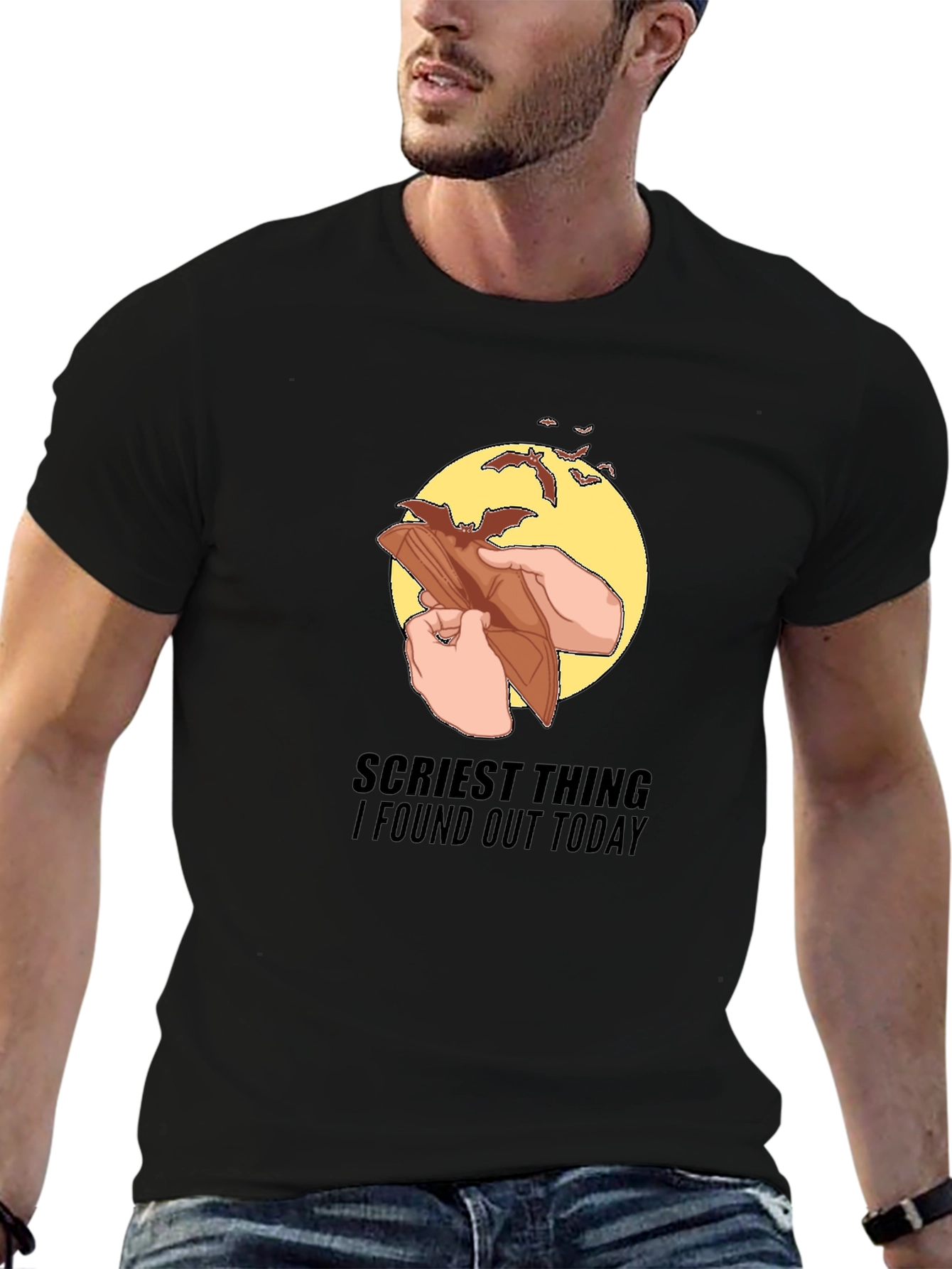 Black Scariest Thing T-Shirt: Bats in Wallet Graphic Tee view 6