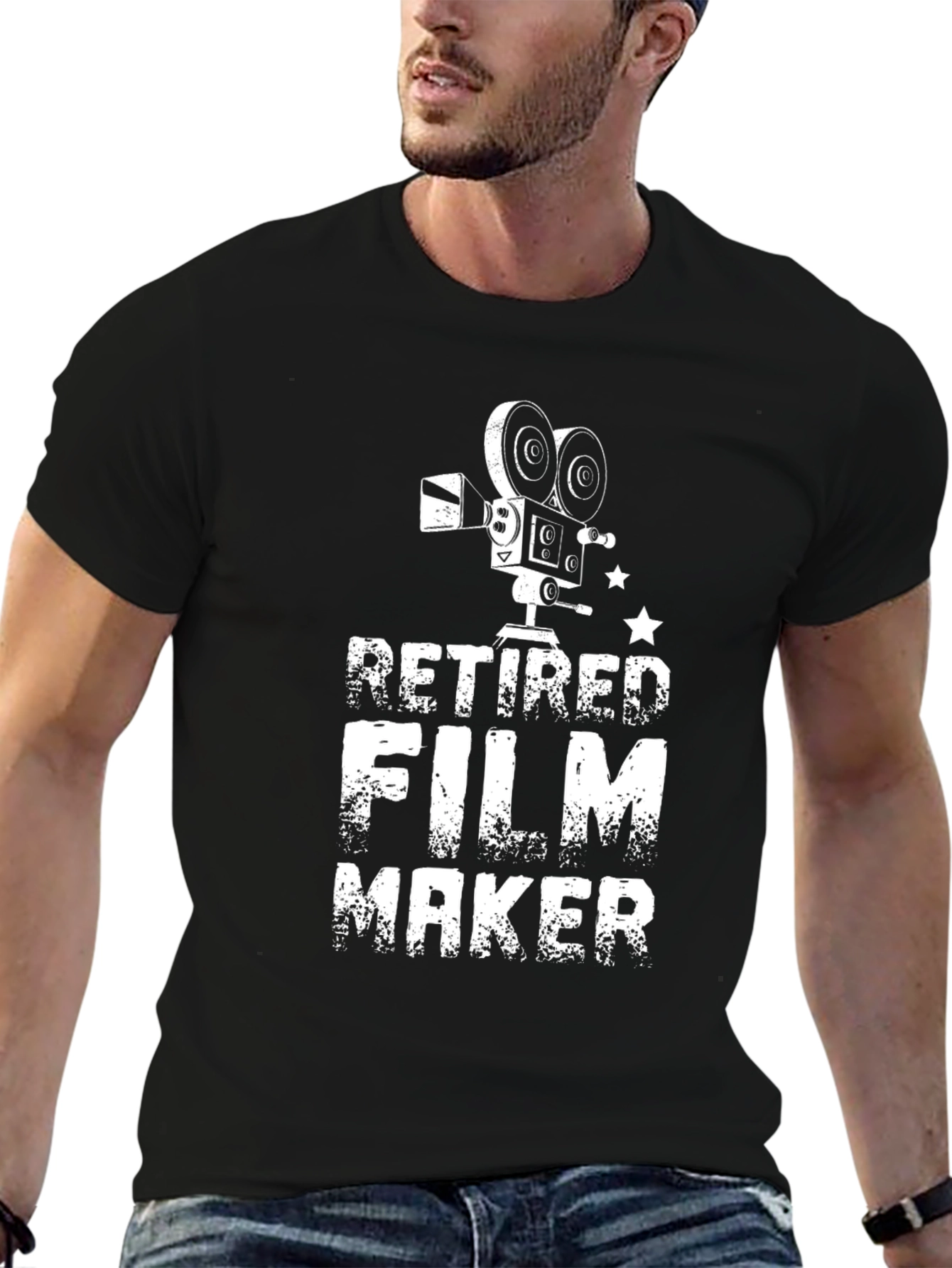 Black Retired Filmmaker T-Shirt - Black, Graphic Tee view 6
