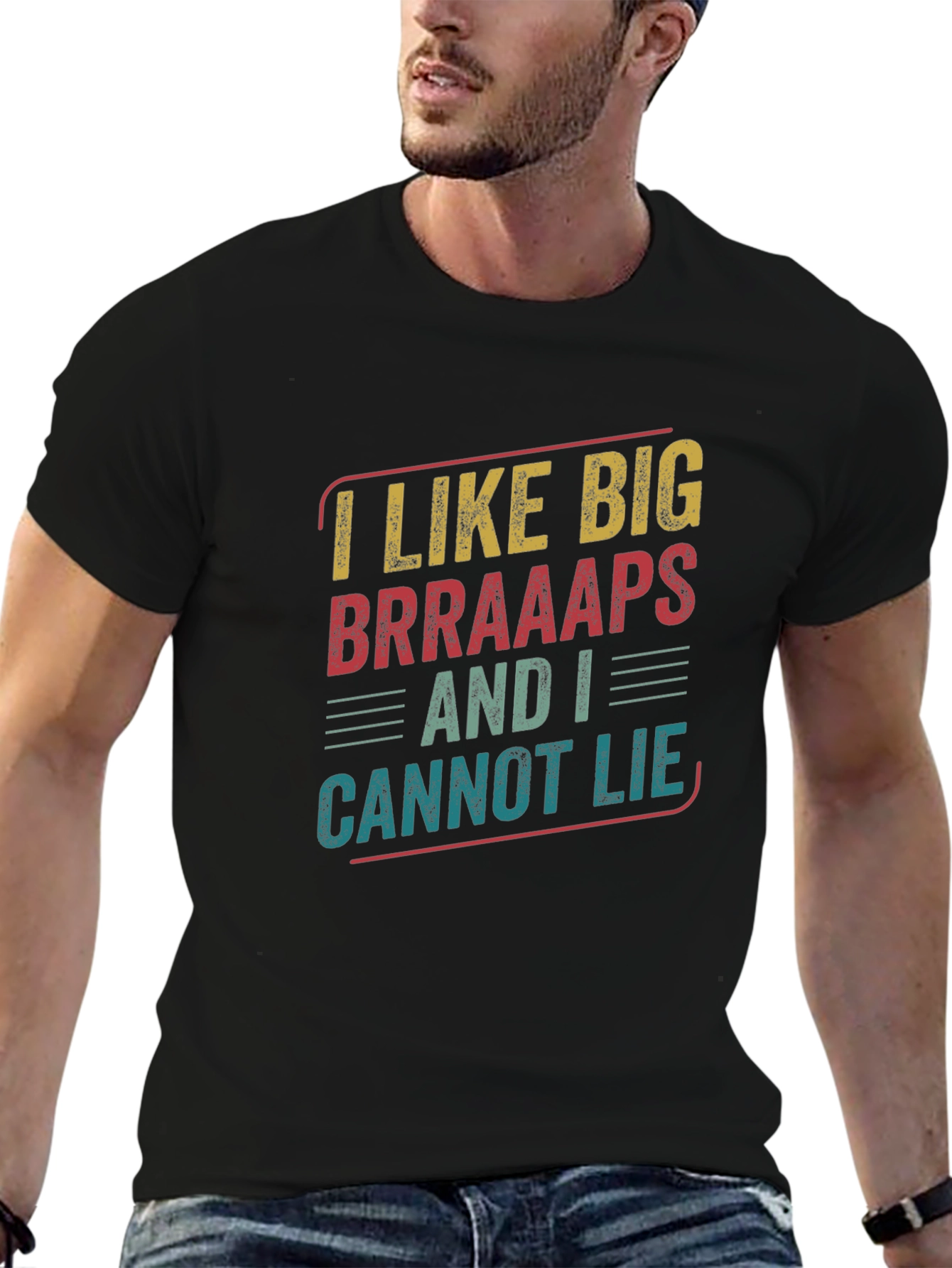 Black I Like Big Brraaaps Funny T-Shirt view 6
