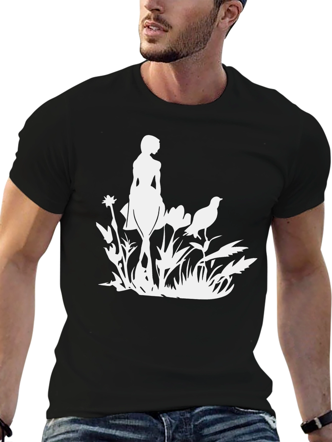 Black Nature Girl Silhouette Black Tee view 6