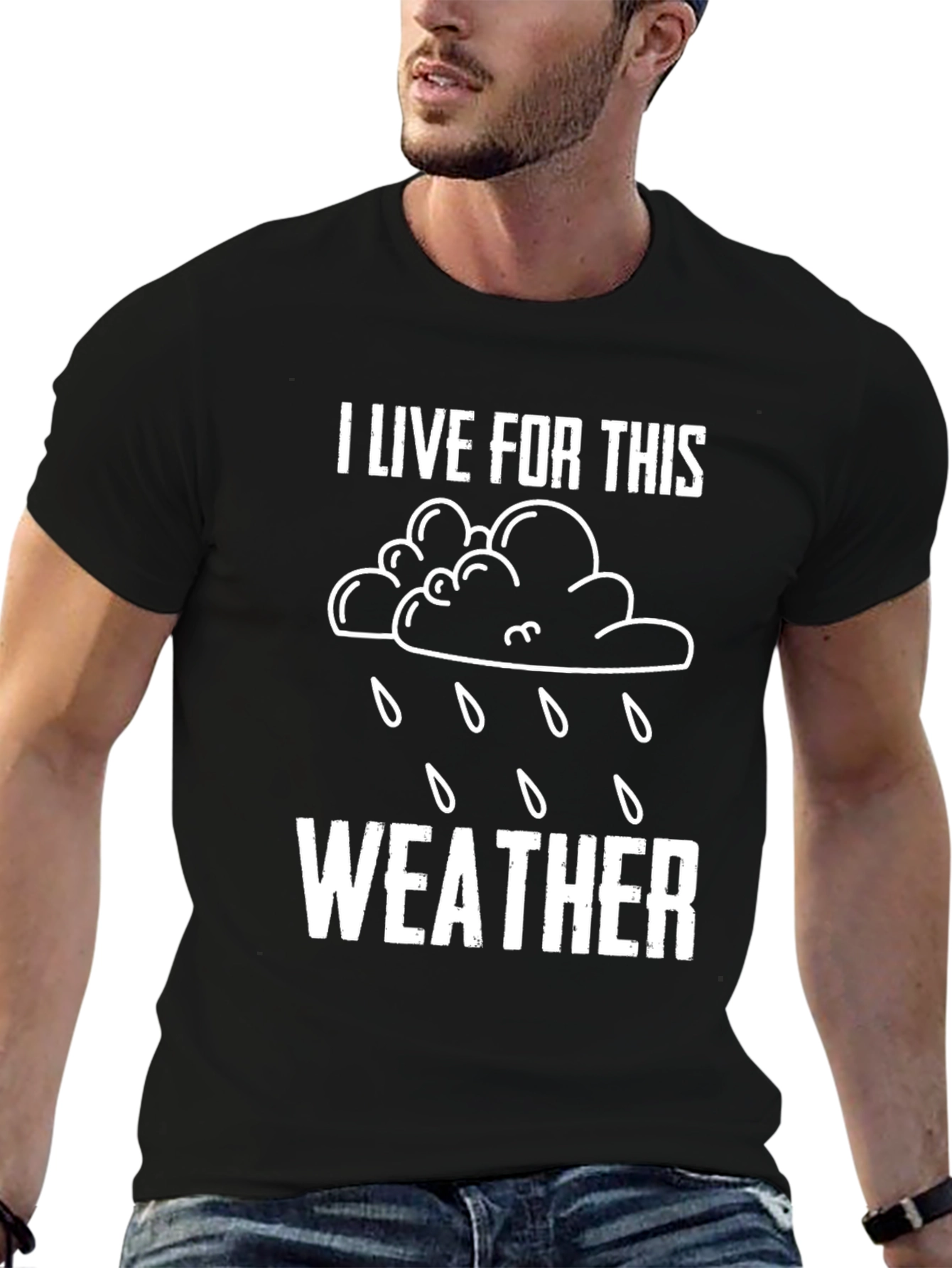 Black Rain Weather Graphic Tee - "I Live for This" view 6
