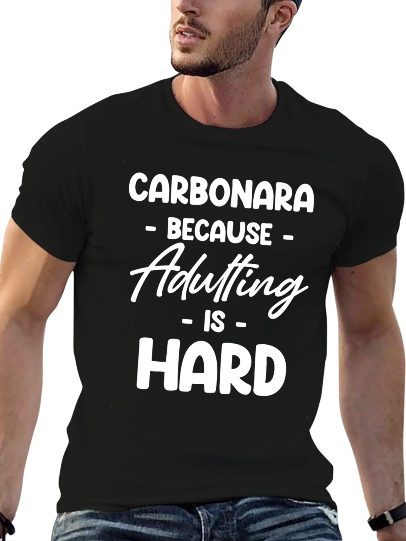 Black Carbonara Funny Adulting T-Shirt view 6