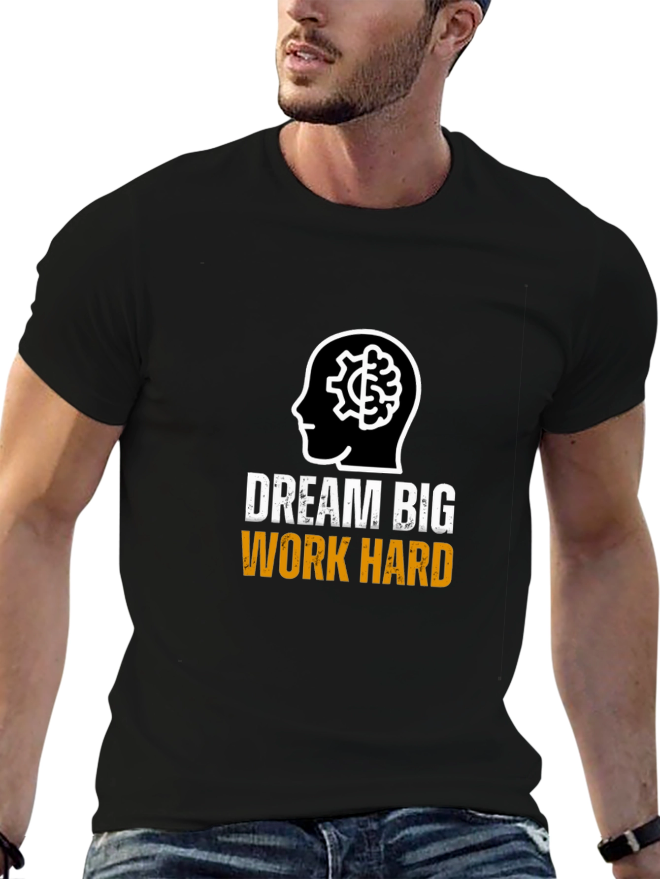 Black Dream Big Work Hard Graphic T-Shirt view 6