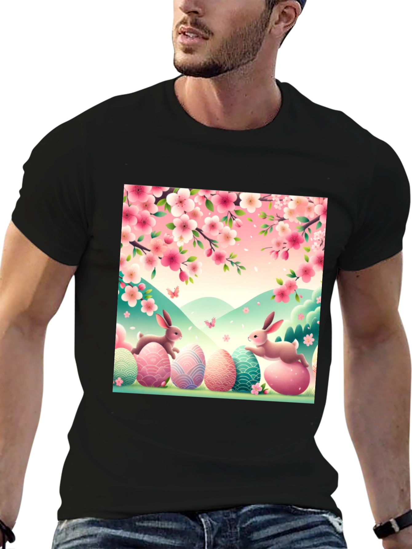 Camiseta Pascua Conejos y Flores