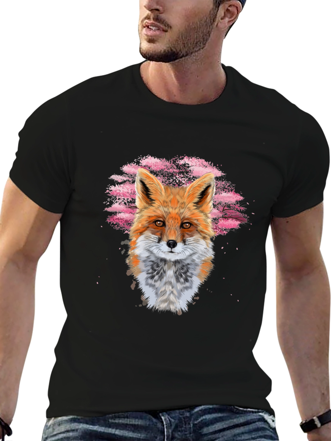 Black Fox Art Black T-Shirt view 6