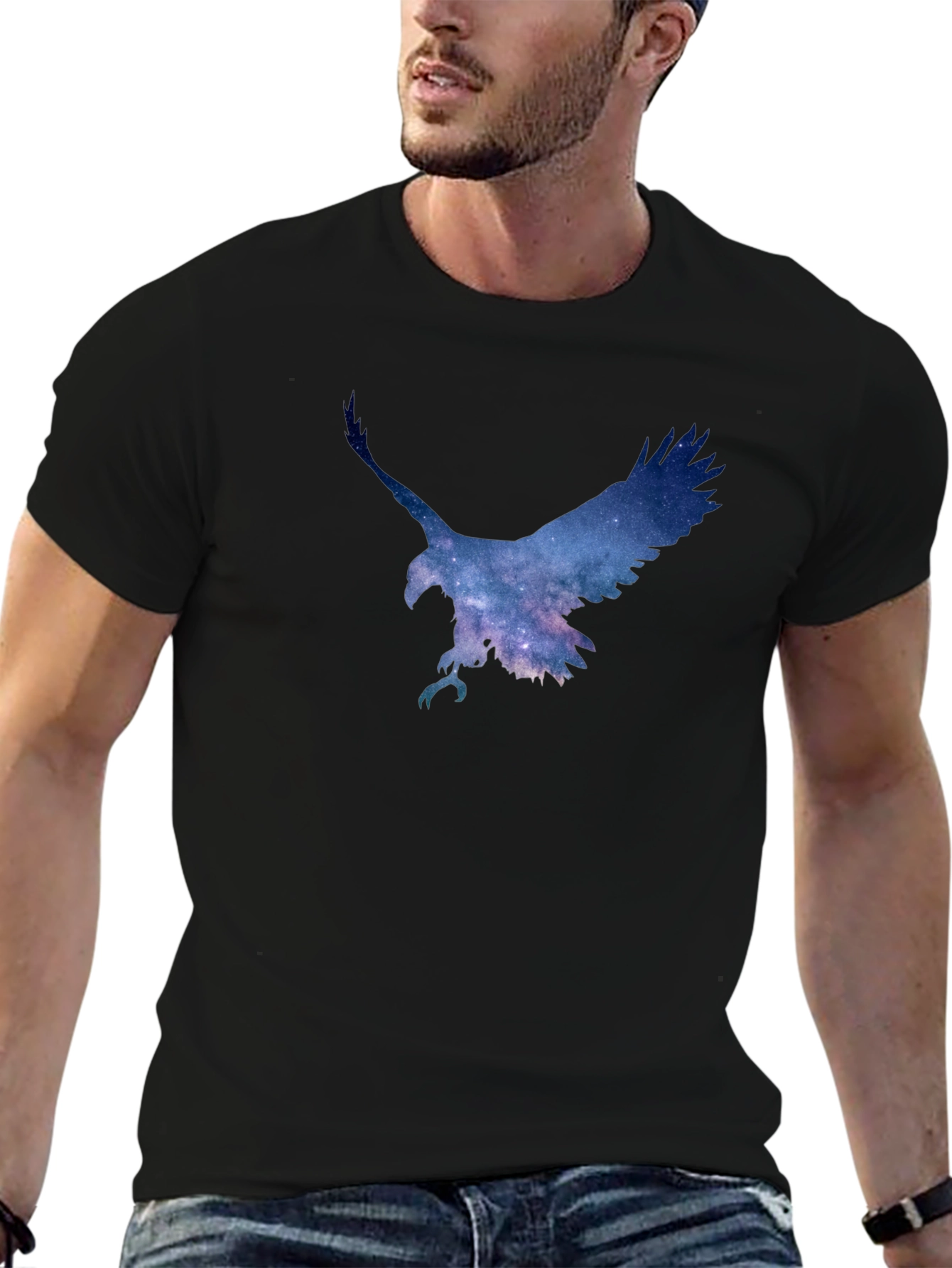 Black Galaxy Eagle Graphic T-Shirt view 6
