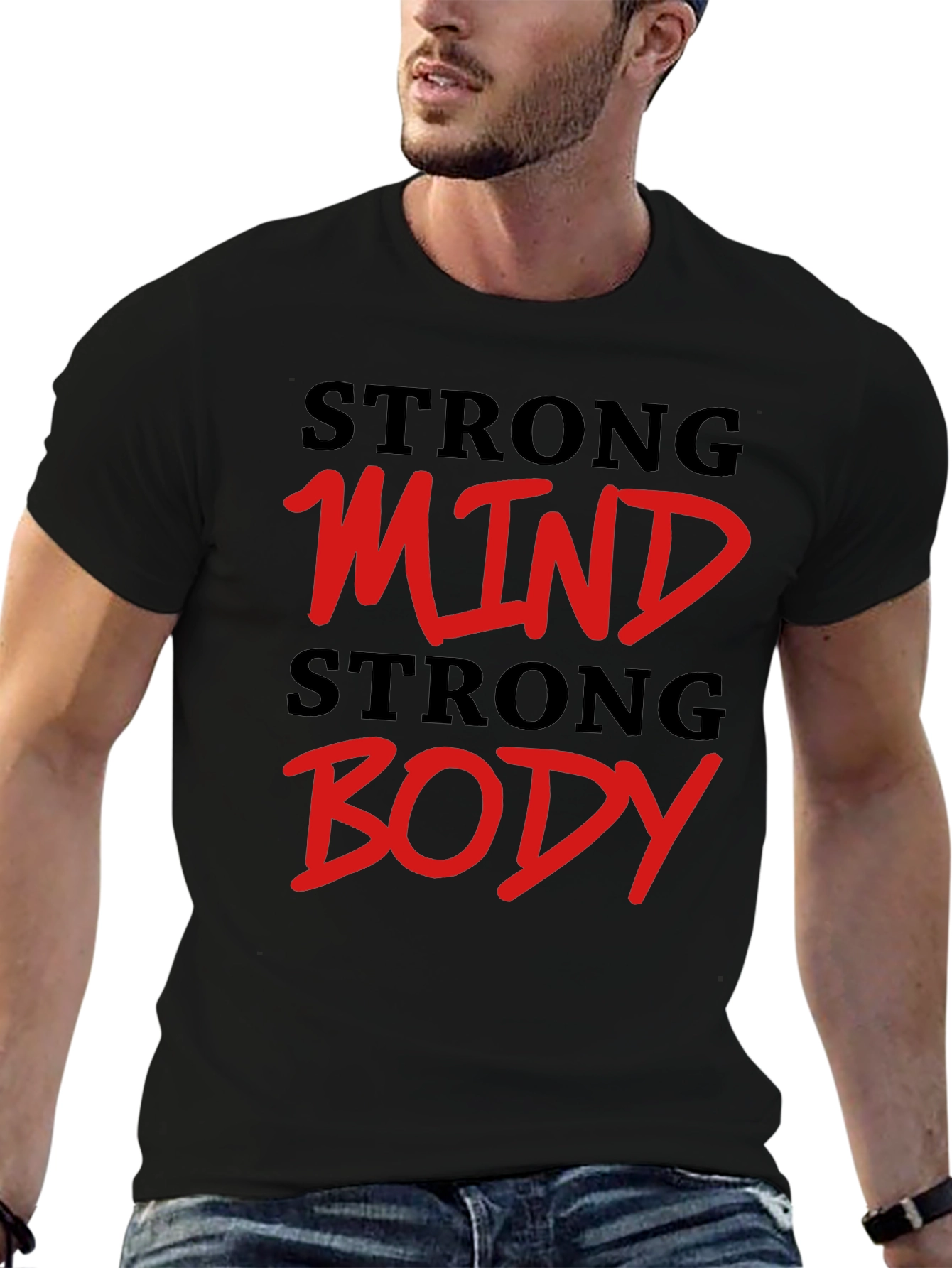 Black Strong Mind Strong Body Graphic Tee view 6