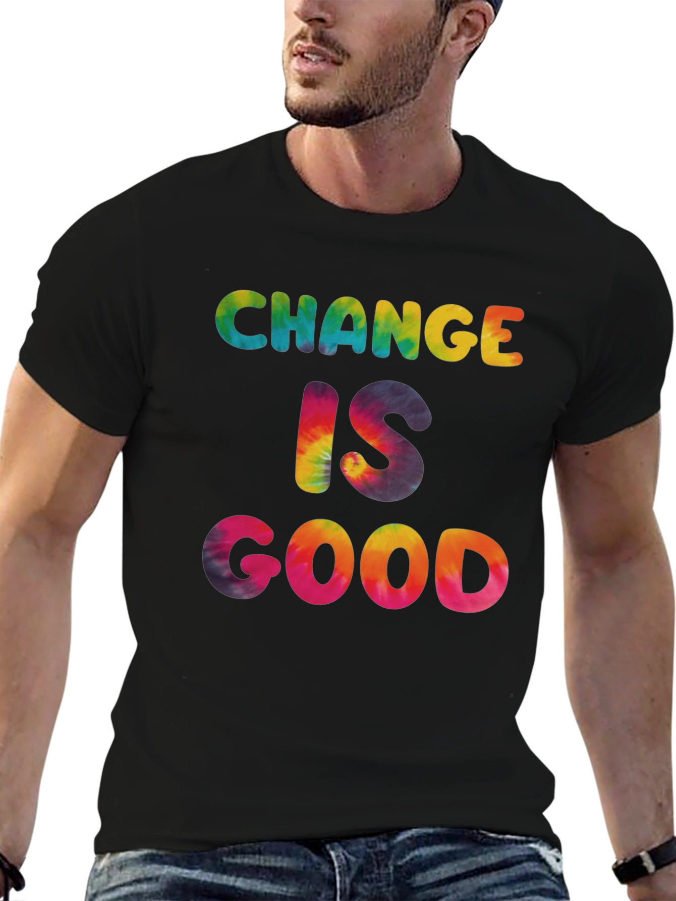 Black Change Is Good Tie Dye Graphic Tee view 6