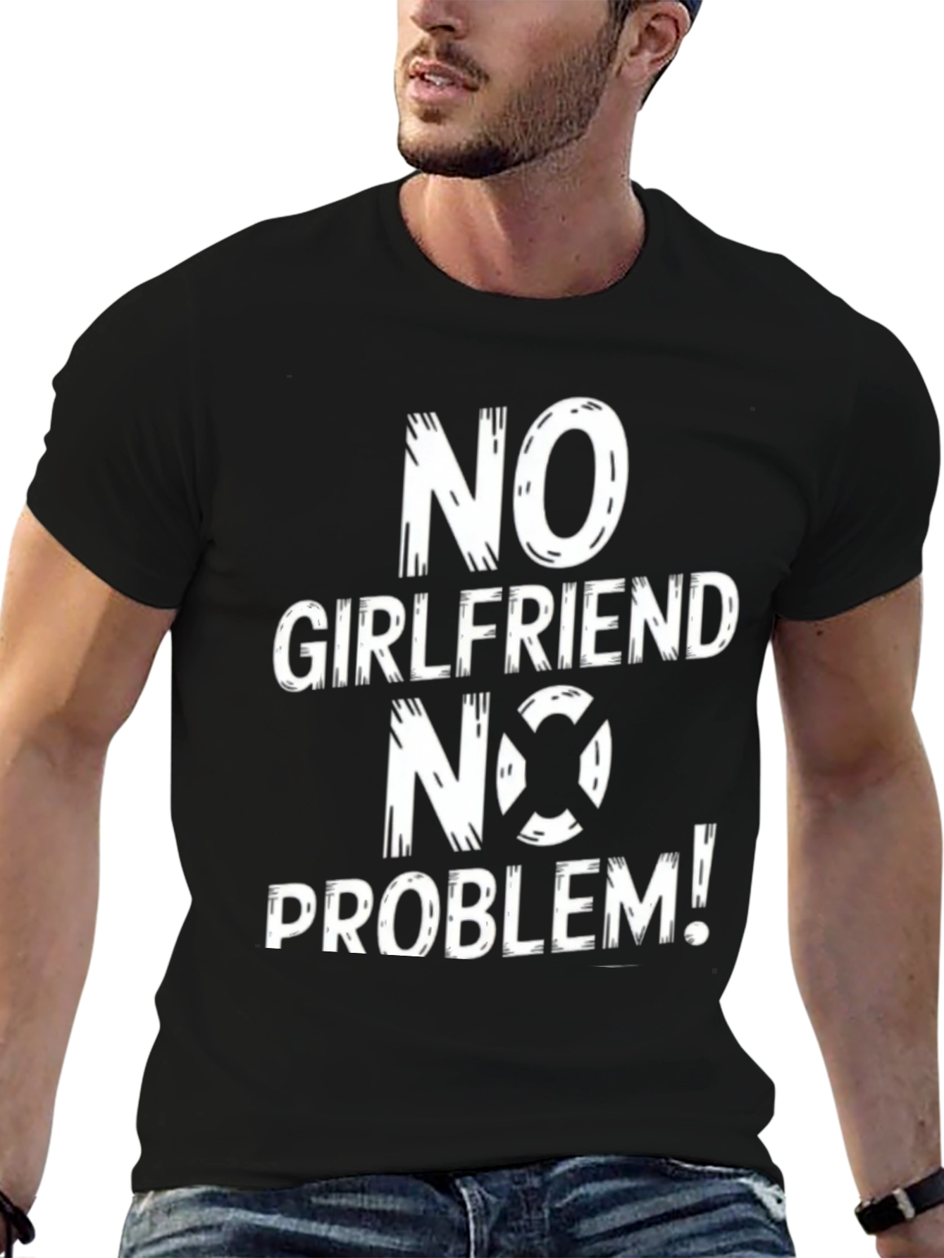 Black No Girlfriend No Problem Graphic Tee view 6
