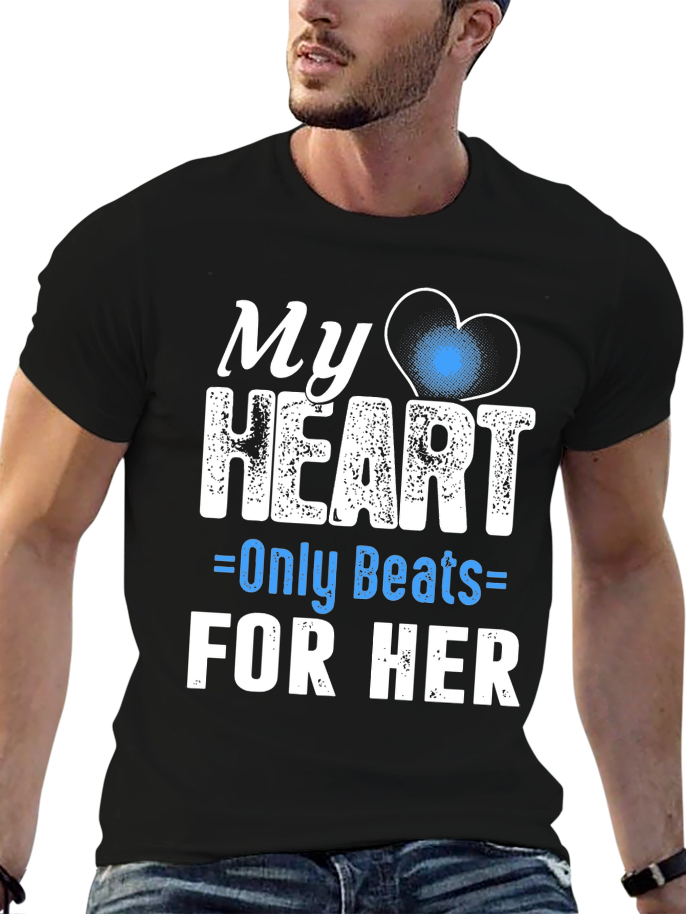 Black My Heart Only Beats For Her - Graphic Tee view 6