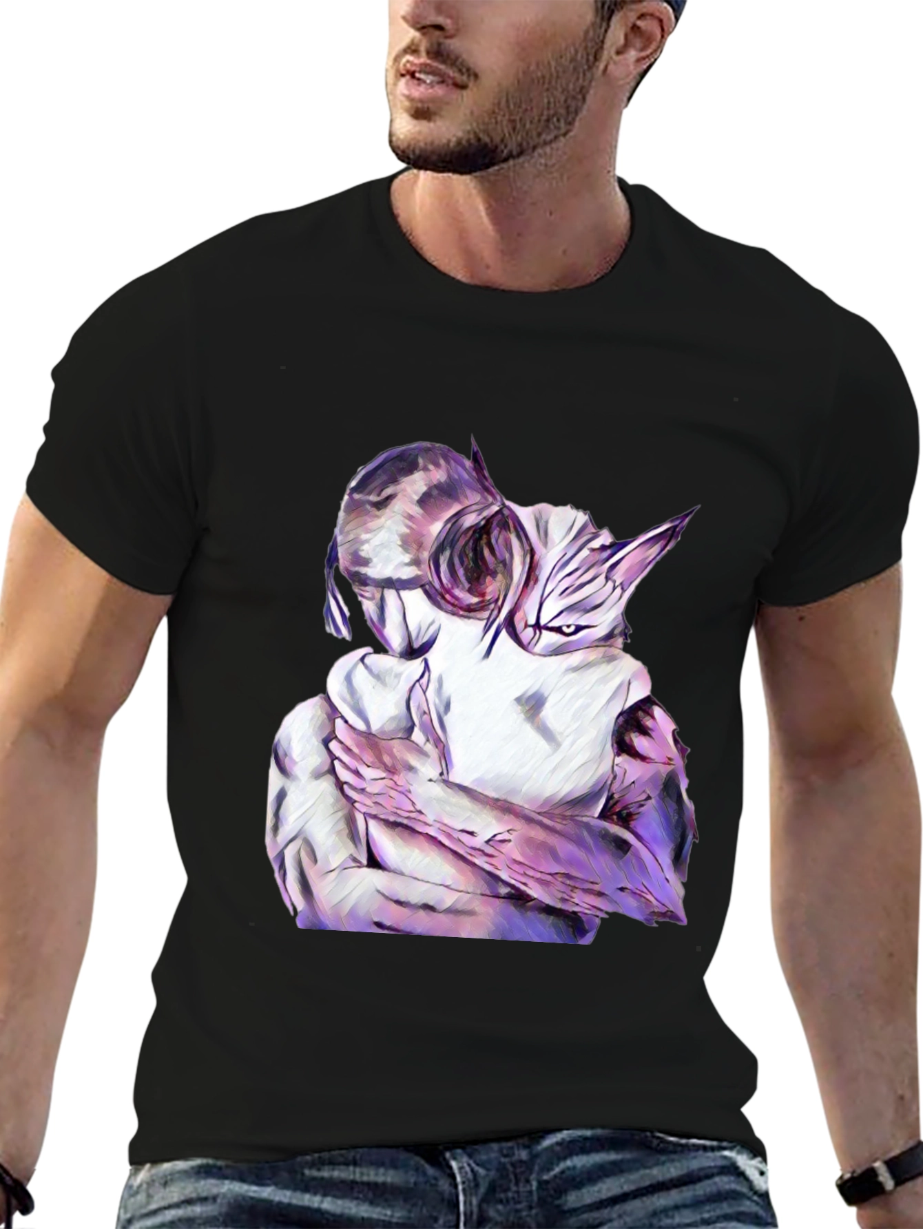 Black Abstract Hug Graphic Black T-Shirt view 6