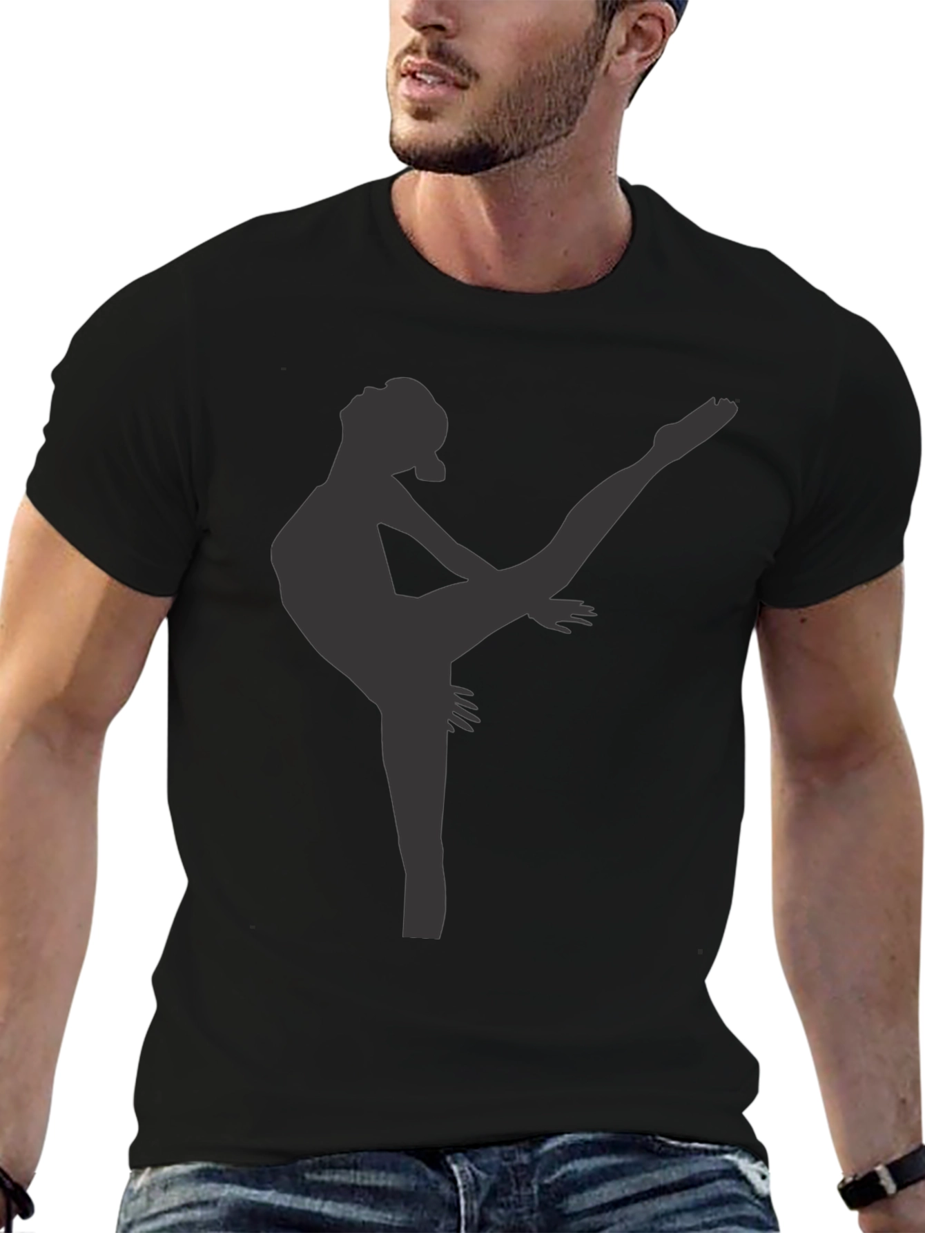 Black Dancer Silhouette Black T-Shirt view 6