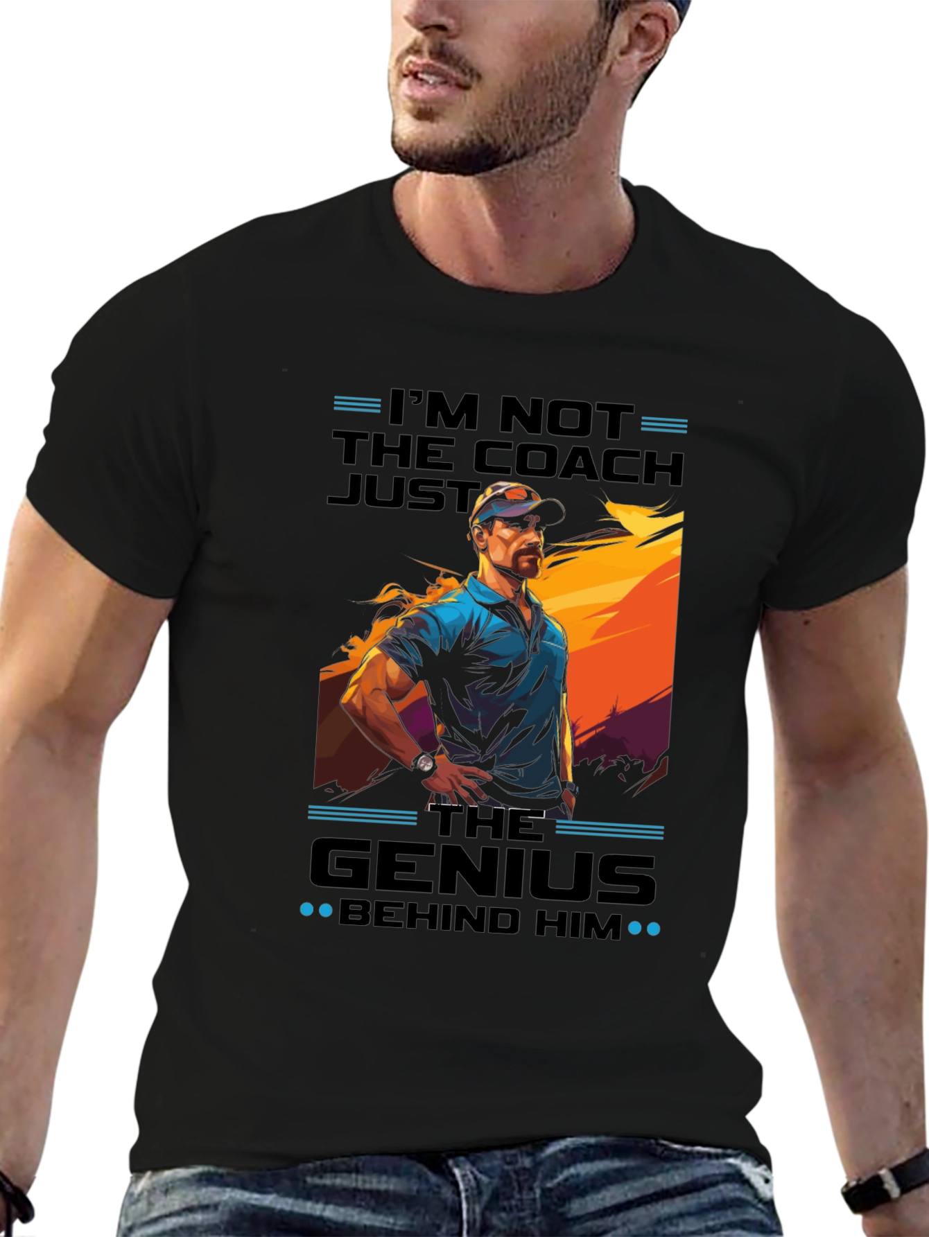Black I'm Not The Coach, Just The Genius Graphic Tee view 6