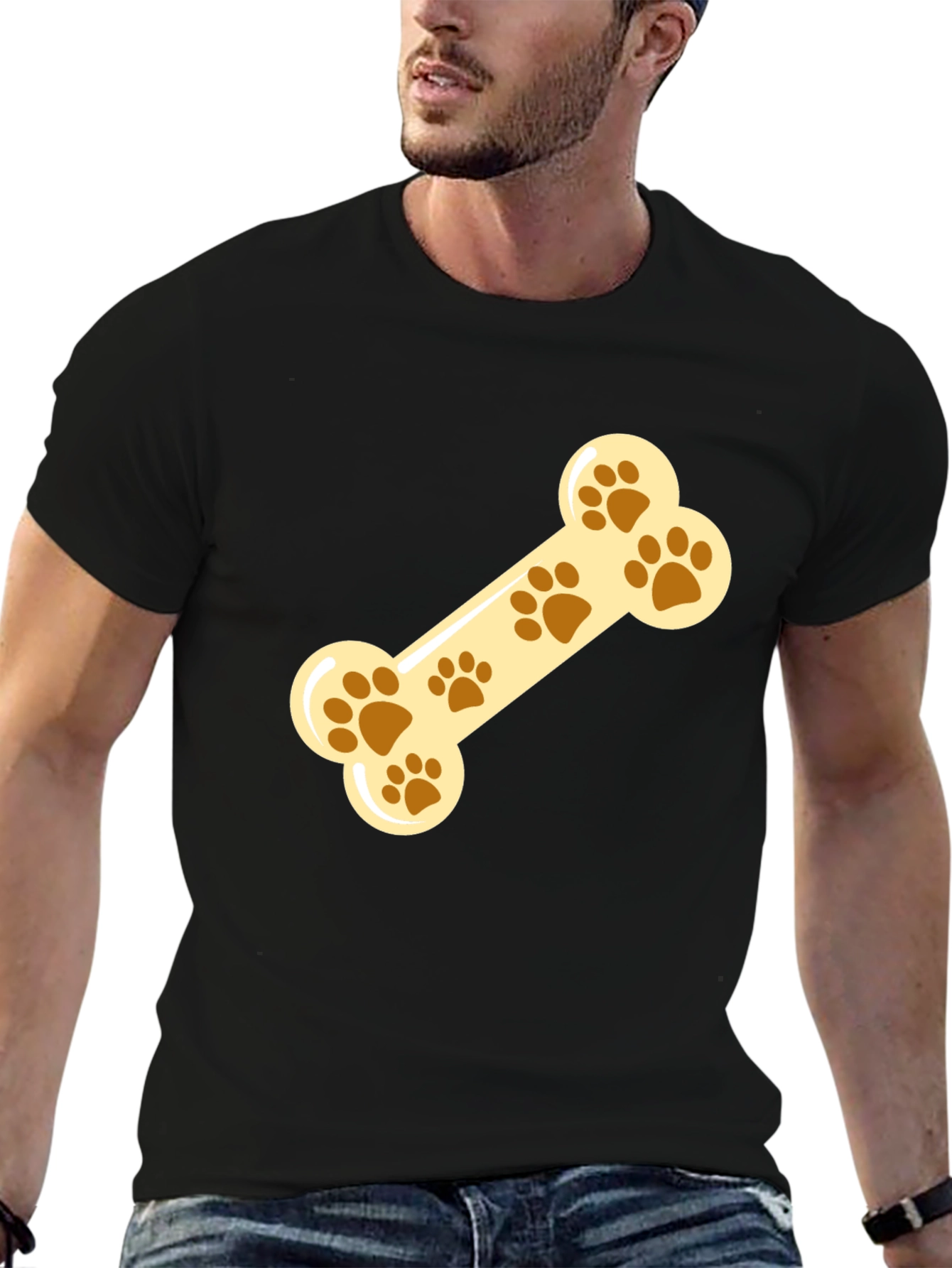 Black Paw Print Dog Bone Graphic Tee view 6