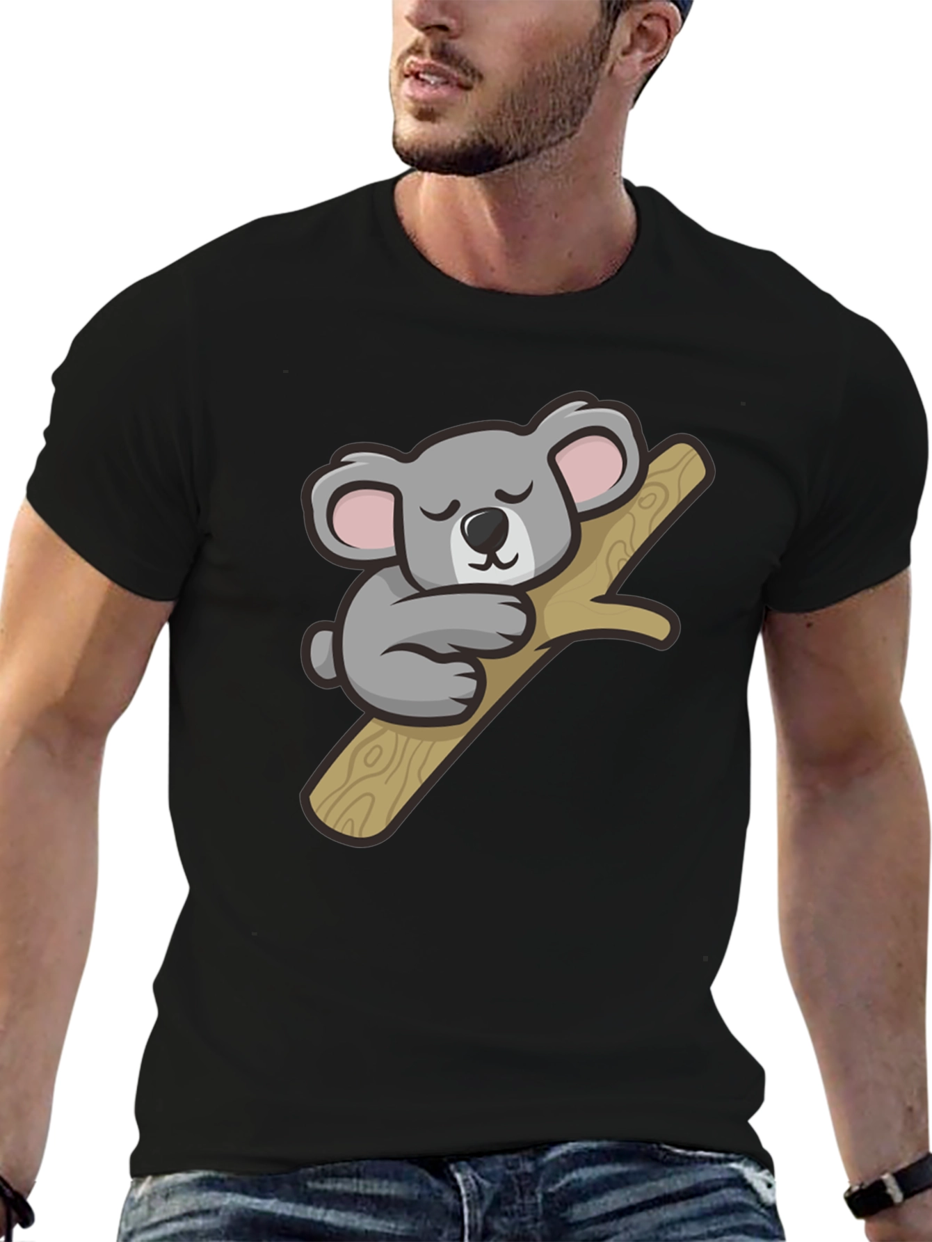 Black Cute Koala Graphic T-Shirt - Soft Cotton Tee view 6