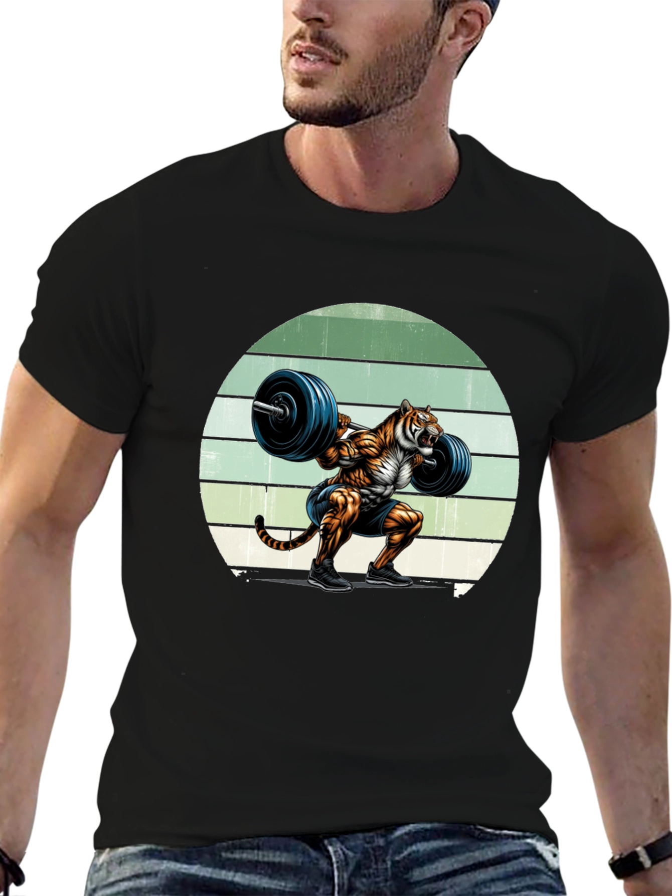 Black Tiger Barbell T-Shirt - Workout Apparel view 6