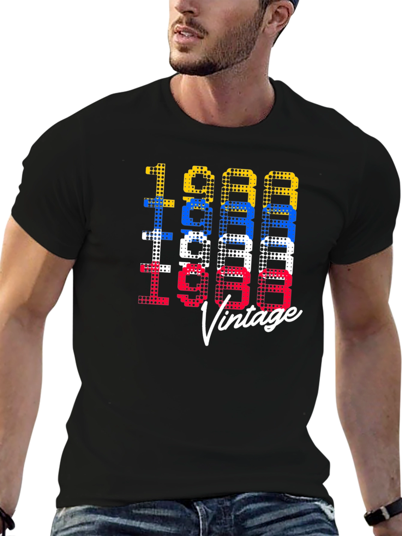 Black Retro 1988 Vintage Graphic Tee view 6