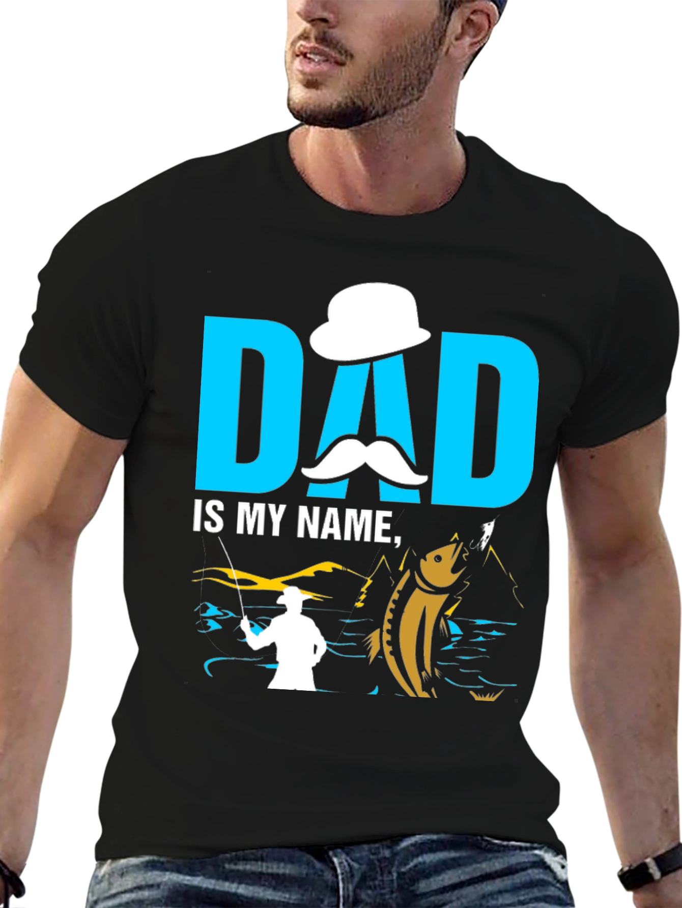 Black Dad is My Name Fishing T-Shirt view 6