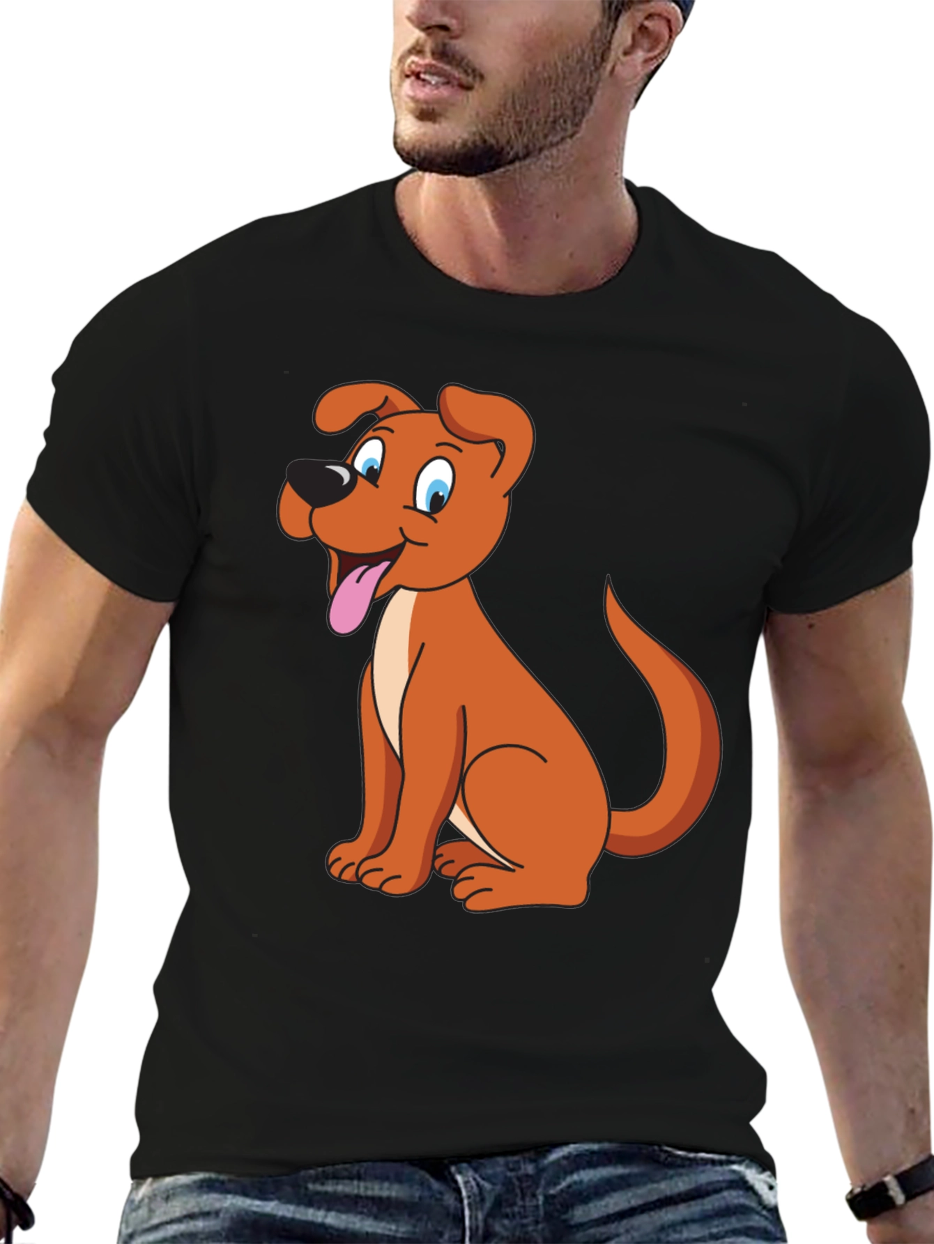 Black Cartoon Dog Graphic Tee - Black view 6