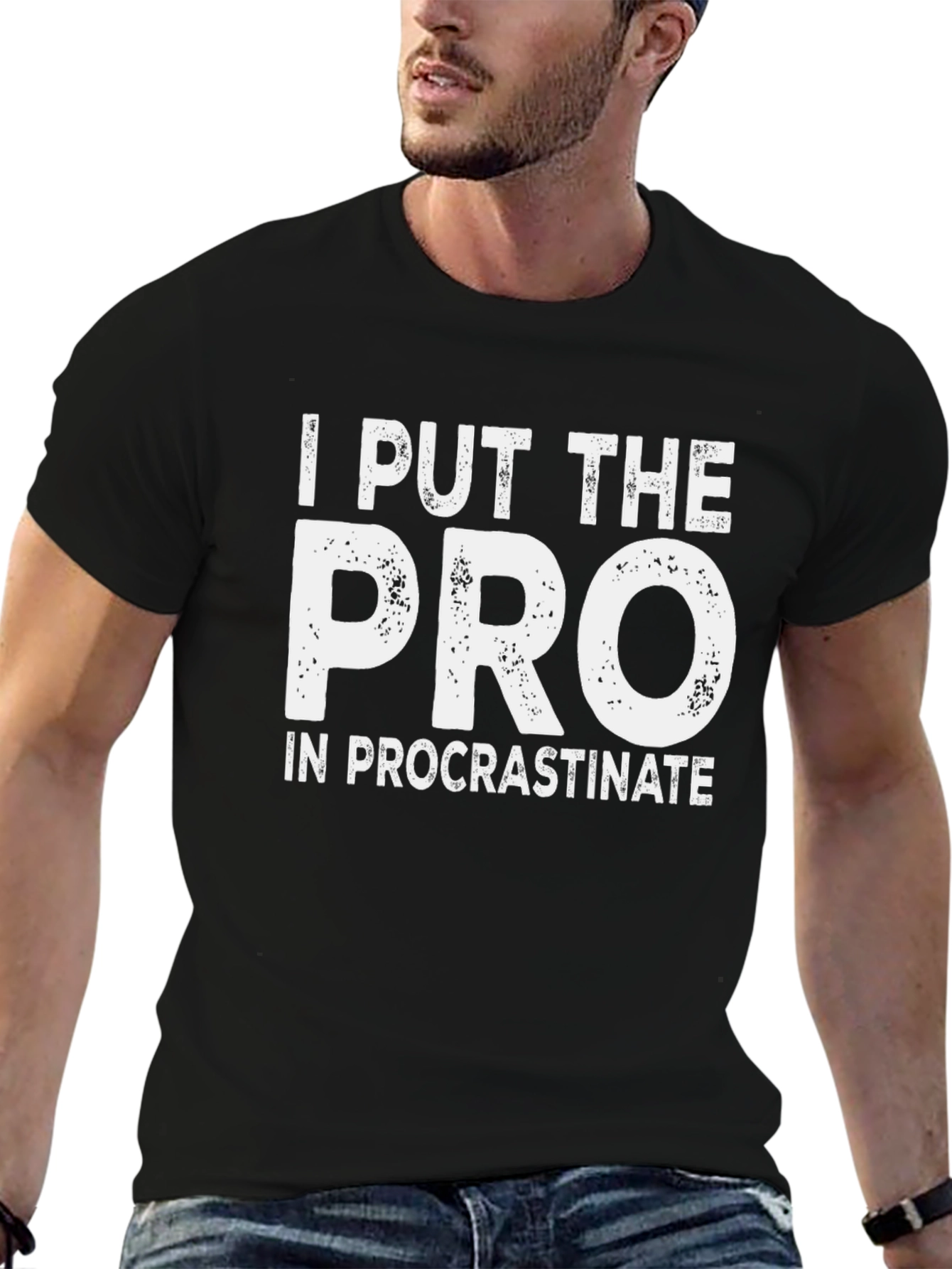 Black Procrastinate T-Shirt - Funny Slogan Tee view 6